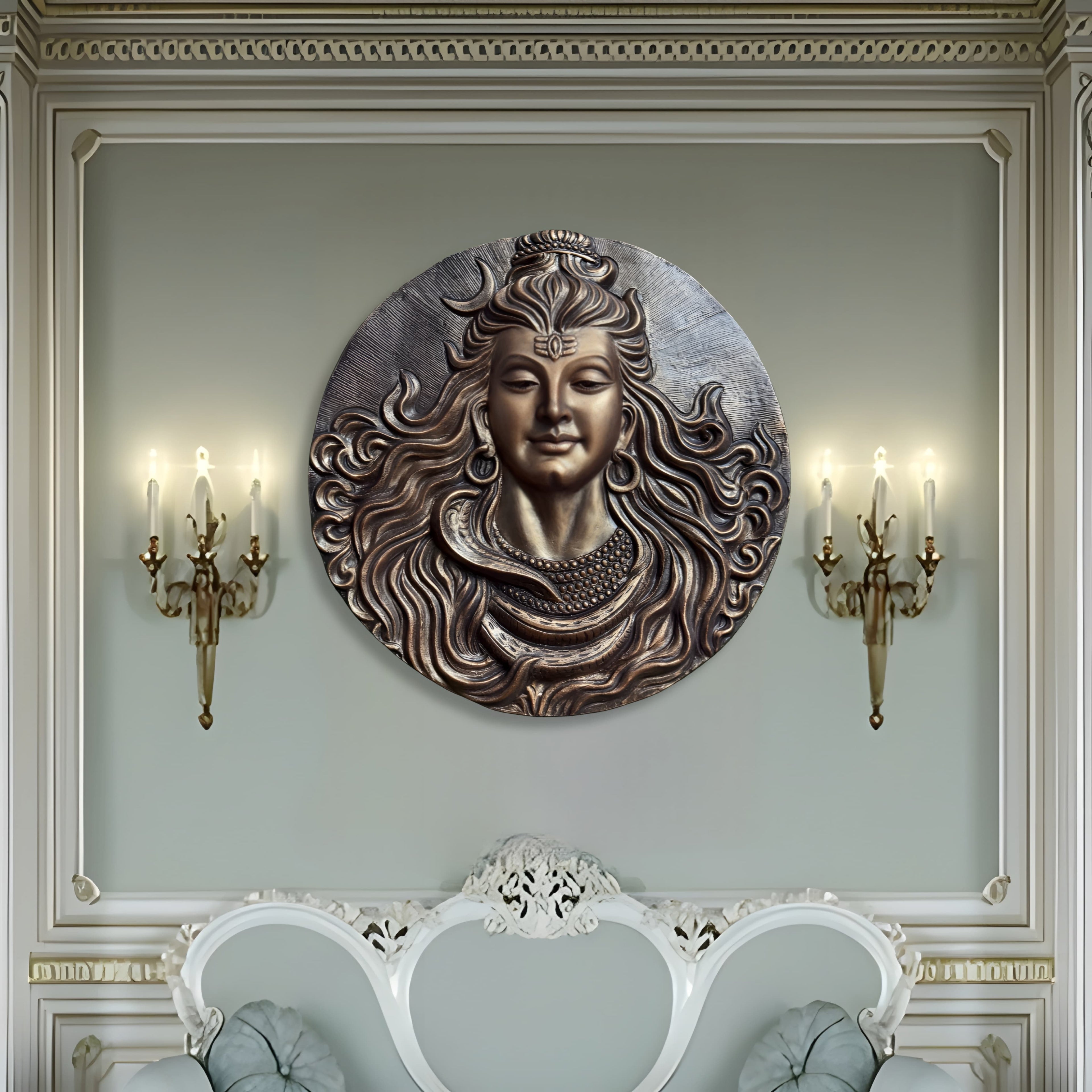 Mahakaal Shiva 3D mural sculpture wall decor in 2x2 feet size, detailed handcrafted artwork for modern spiritual interiors