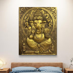 5x4 Feet | Premium Lord Ganesha Relief Mural | Handcrafted 3D Wall Art |Ready to Hang