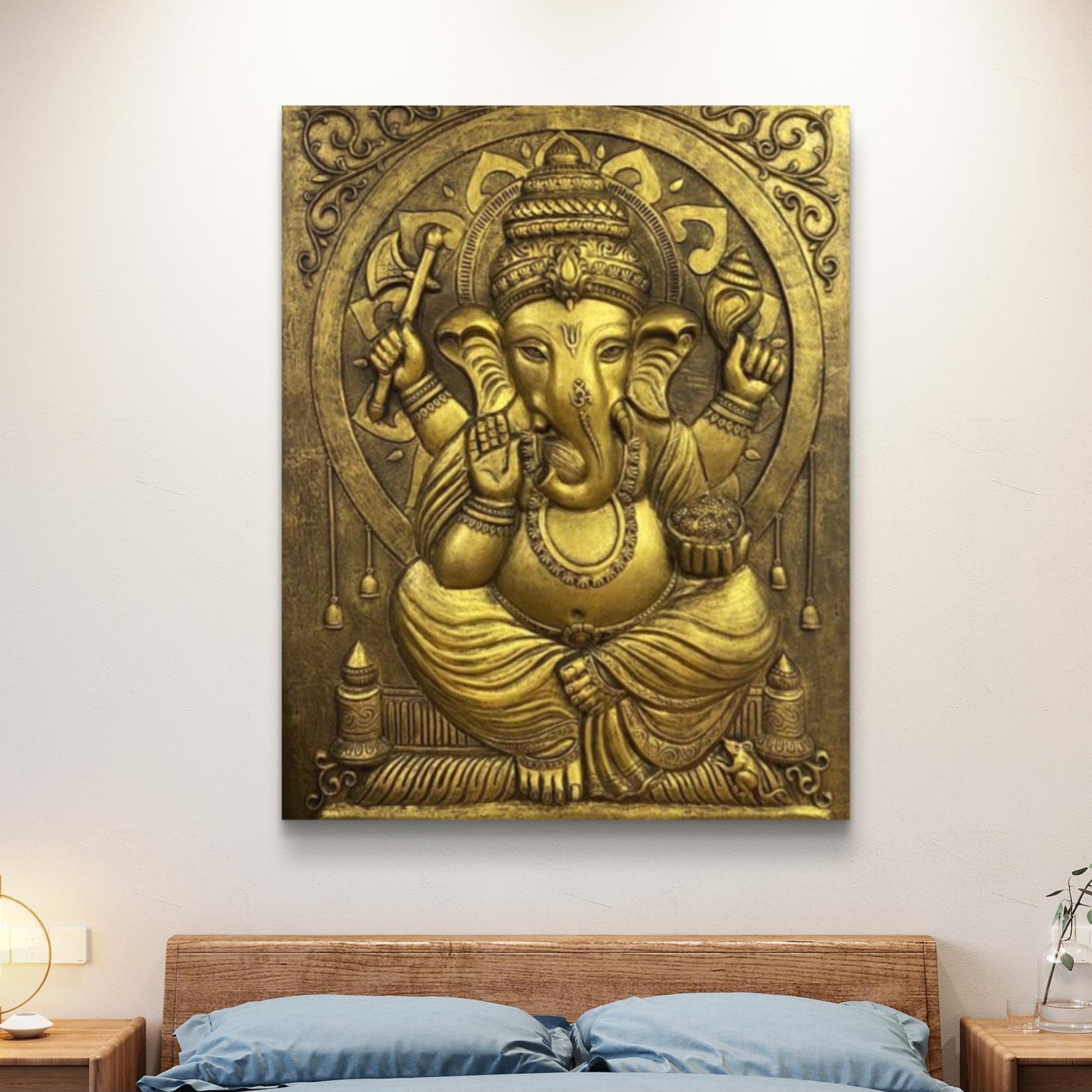 5x4 Feet | Premium Lord Ganesha Relief Mural | Handcrafted 3D Wall Art |Ready to Hang