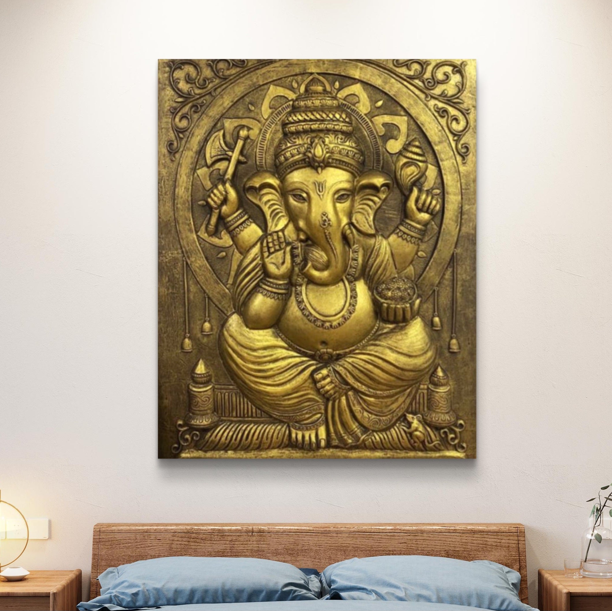 5x4 Feet | Premium Lord Ganesha Relief Mural | Handcrafted 3D Wall Art |Ready to Hang