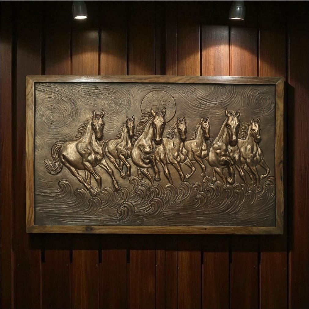 wall art of left-moving 7 horses, symbolizing unstoppable career growth.