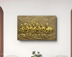 3x2 feet 7 Horses wall relief mural symbolizing power, prosperity, and progress, ideal for energizing interiors.
