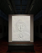 3D elevation Buddha art with symbolic lotus flower, ideal centerpiece for a workspace or living area