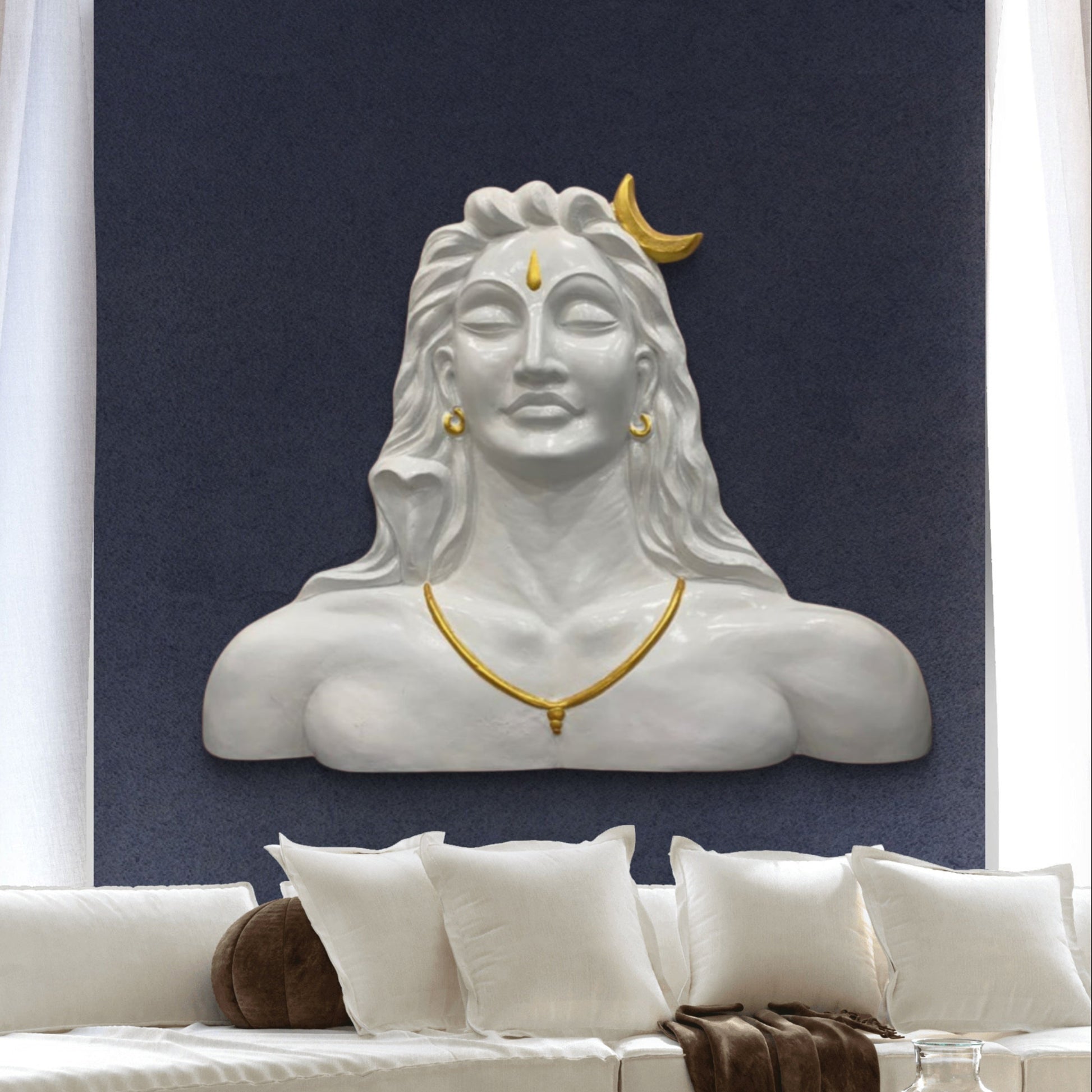 4x3 Feet | Adiyogi Wall Hanging Relief Mural | Spiritual 3D Wall Art | Shiva Sculpture for Home & Office Décor | Ready to Hang