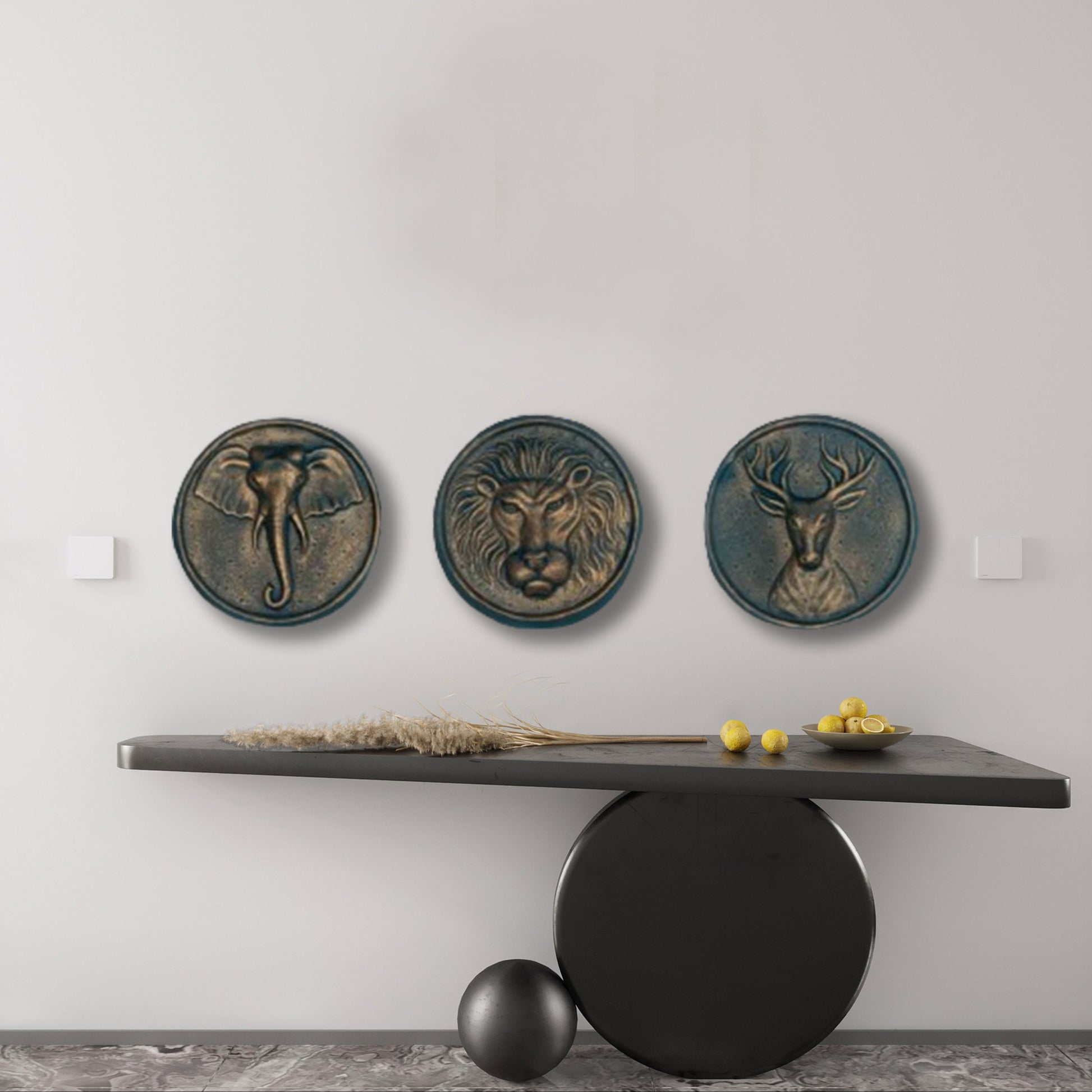 Wildlife Animal 3D Relief Wall Art – Set of 3 (12x12 Inch Each)