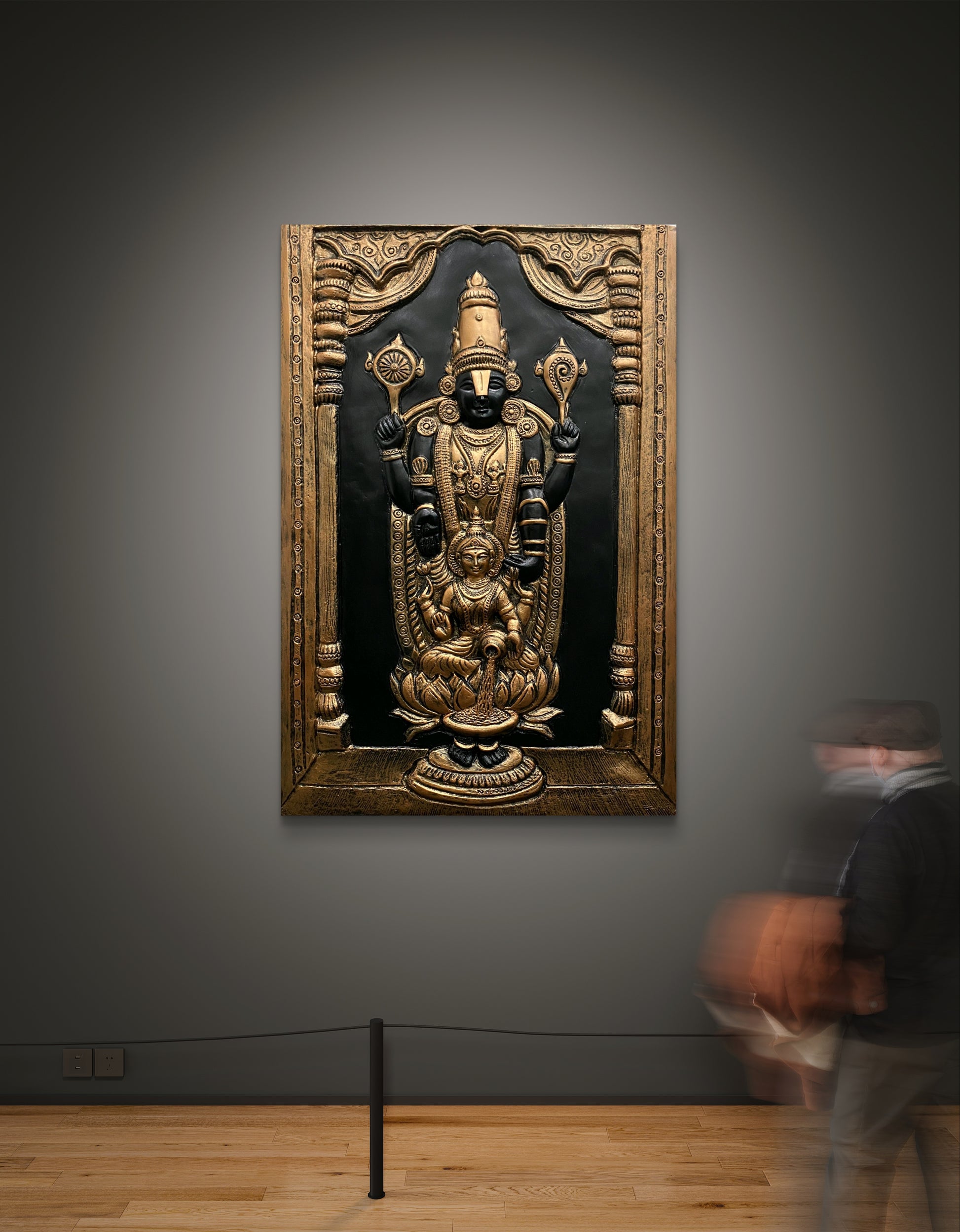 3X2 Feet | Balaji with Lakshmi 3D Relief Mural – Traditional Wall Art | Ready to Hang