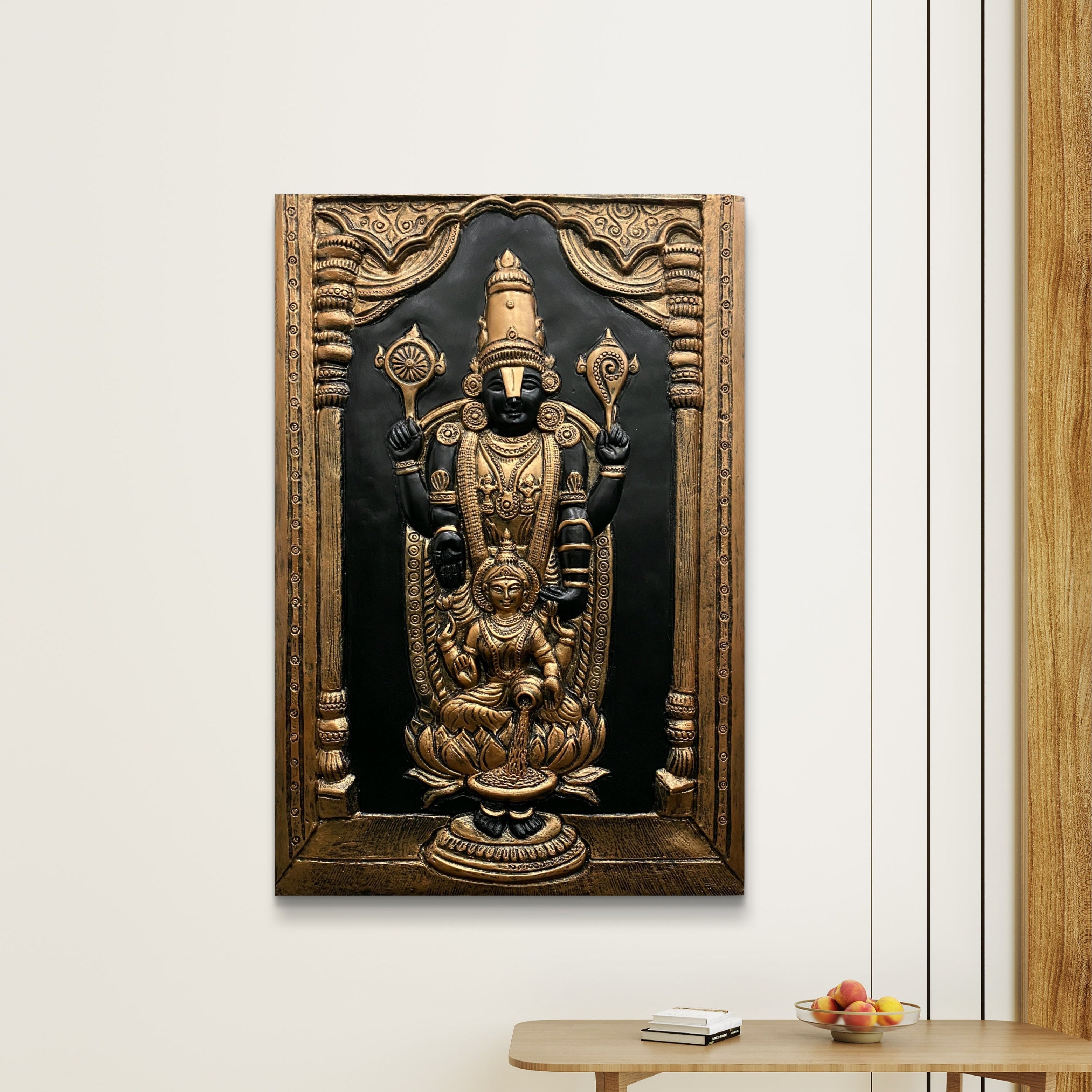 3X2 Feet | Balaji with Lakshmi 3D Relief Mural – Traditional Wall Art | Ready to Hang