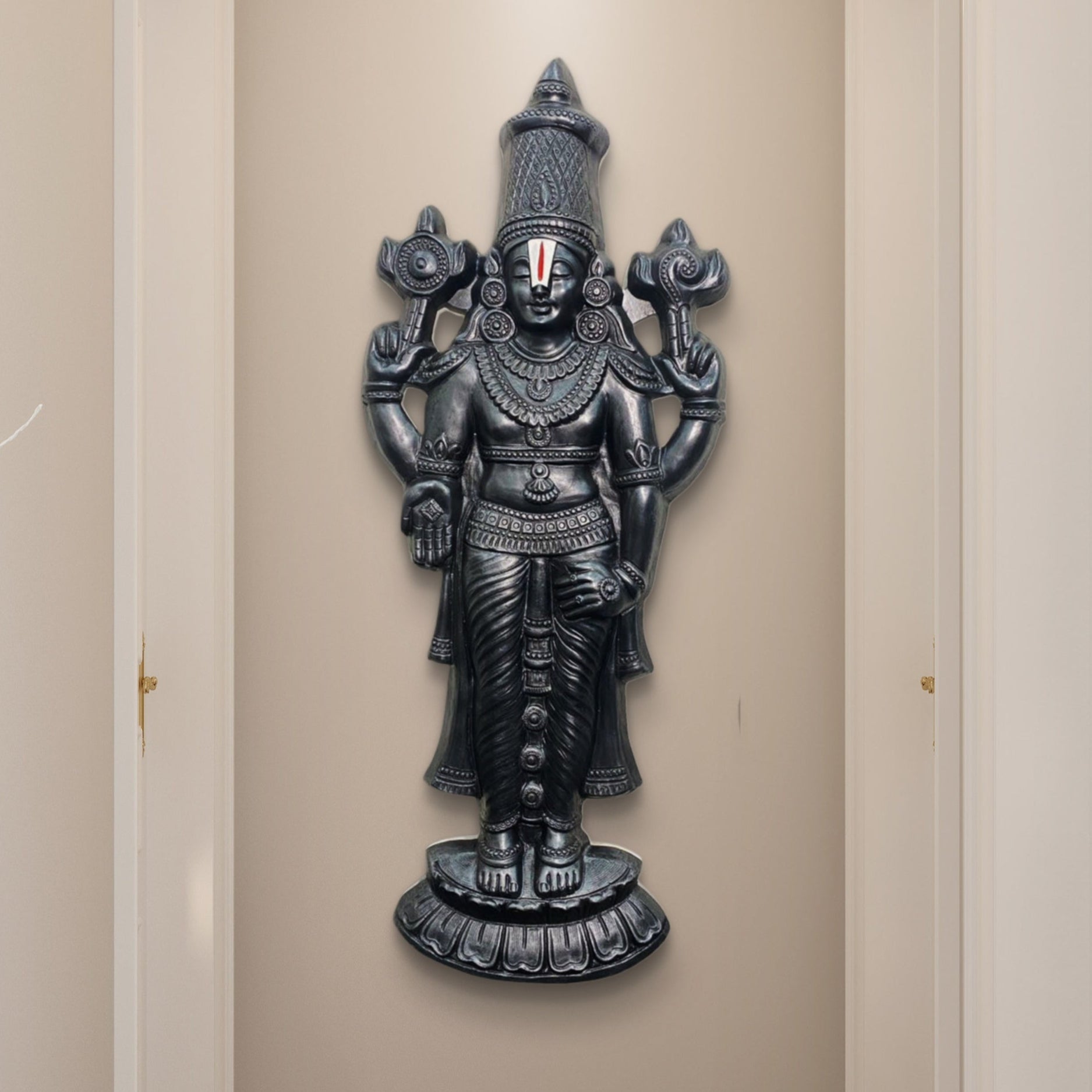 5x2 Feet | Lord Venkateshwara Balaji 3D Relief Mural | Divine Wall Art | Hindu Temple Home Décor | Ready-to-Hang