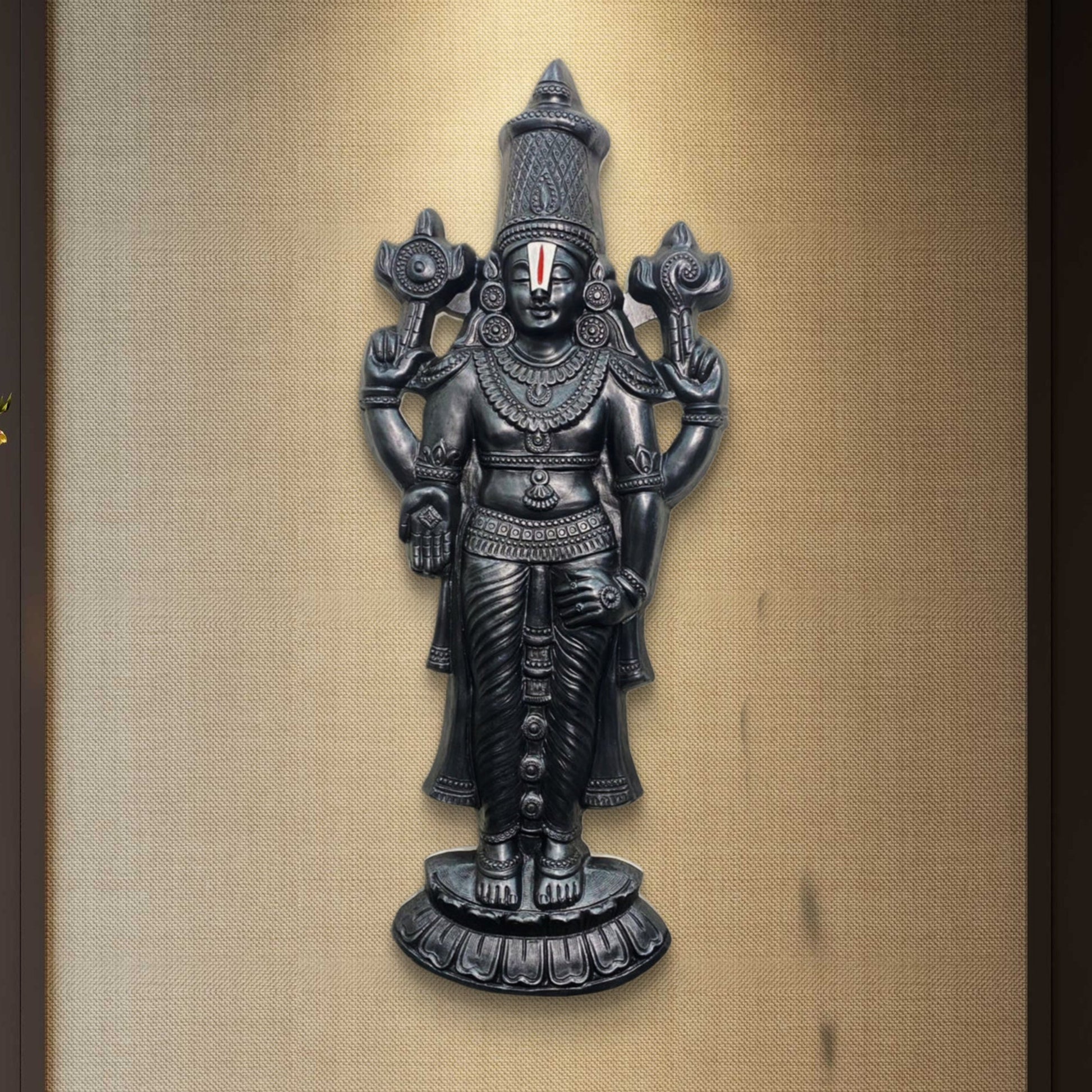 5x2 Feet | Lord Venkateshwara Balaji 3D Relief Mural | Divine Wall Art | Hindu Temple Home Décor | Ready-to-Hang