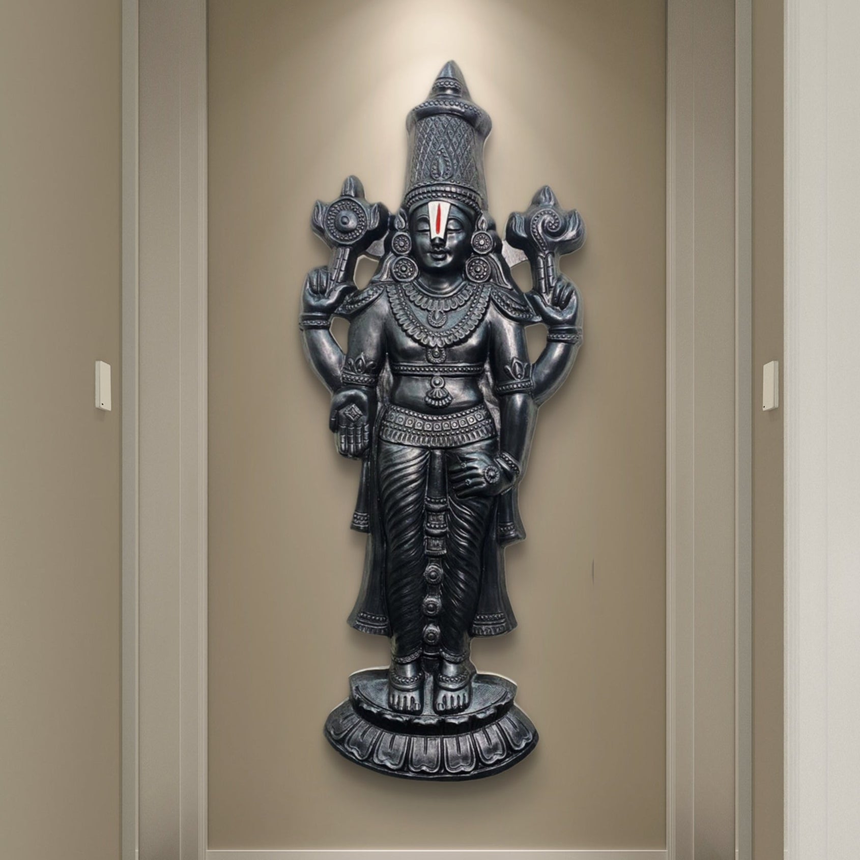 5x2 Feet | Lord Venkateshwara Balaji 3D Relief Mural | Divine Wall Art | Hindu Temple Home Décor | Ready-to-Hang