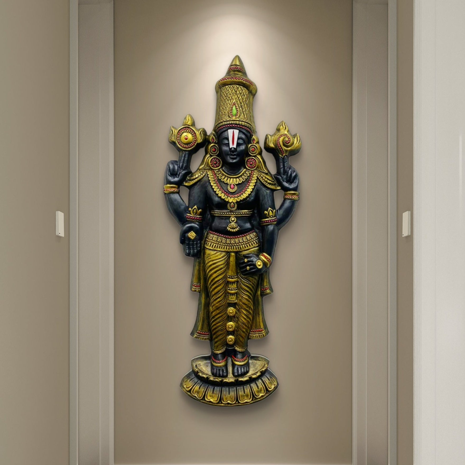 5x2 Feet | Lord Venkateshwara Balaji 3D Relief Mural | Divine Wall Art | Hindu Temple Home Décor | Ready-to-Hang