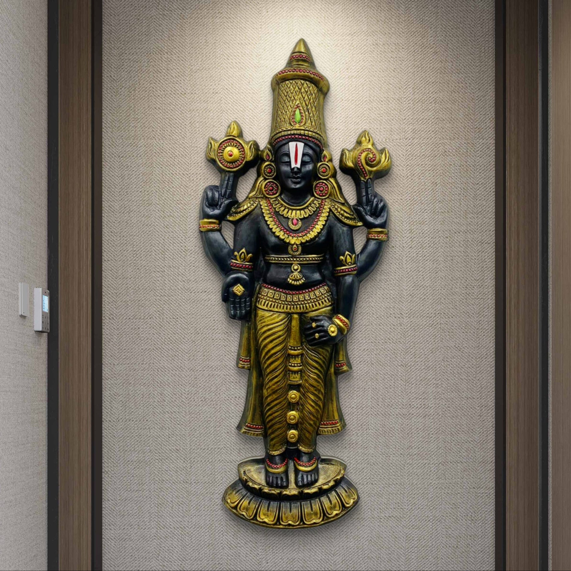 5x2 Feet | Lord Venkateshwara Balaji 3D Relief Mural | Divine Wall Art | Hindu Temple Home Décor | Ready-to-Hang