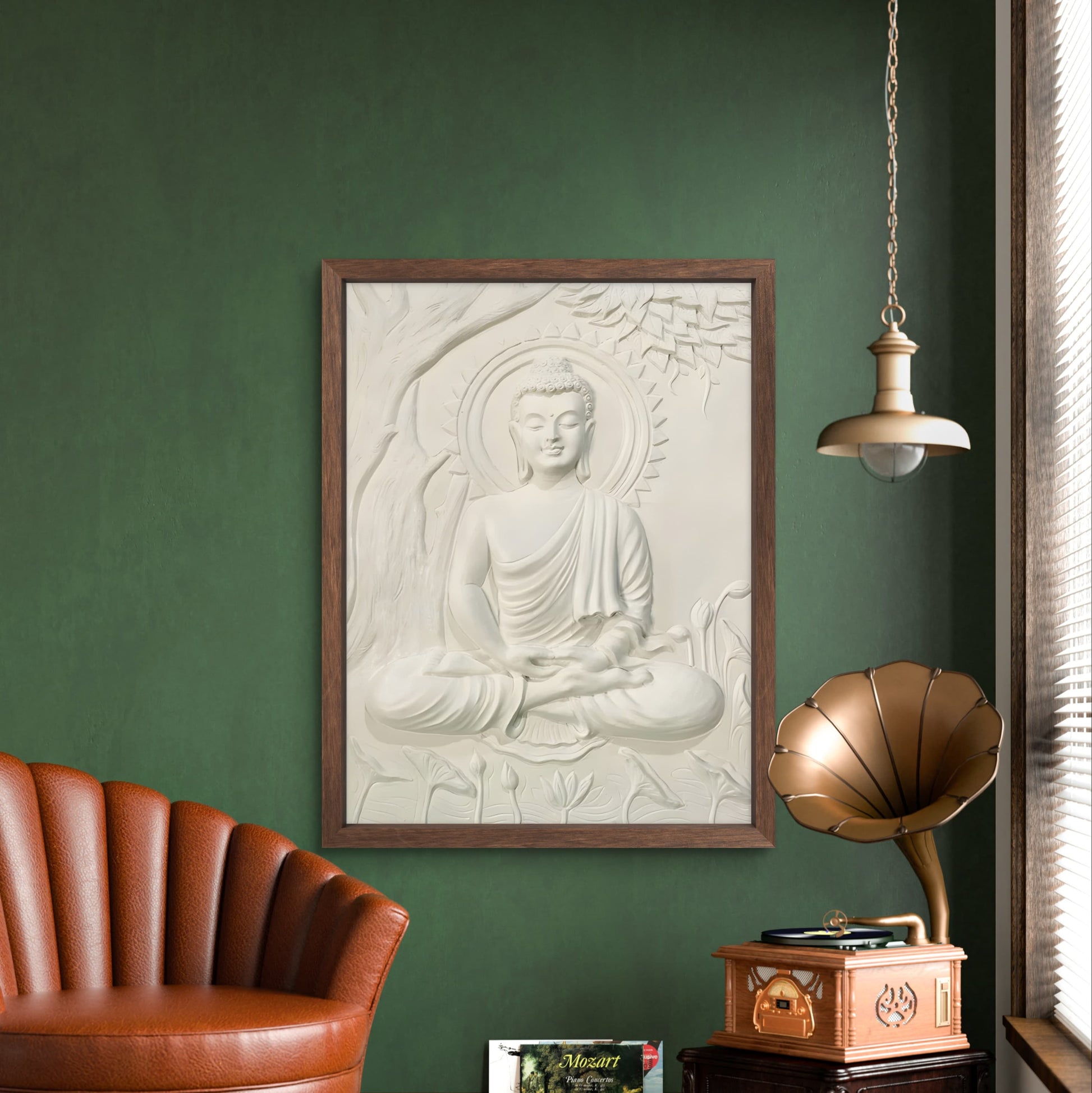 4x3 | Buddha Under the Tree 3D Relief Mural – Handmade Wall Art | Spiritual Home & Office Décor