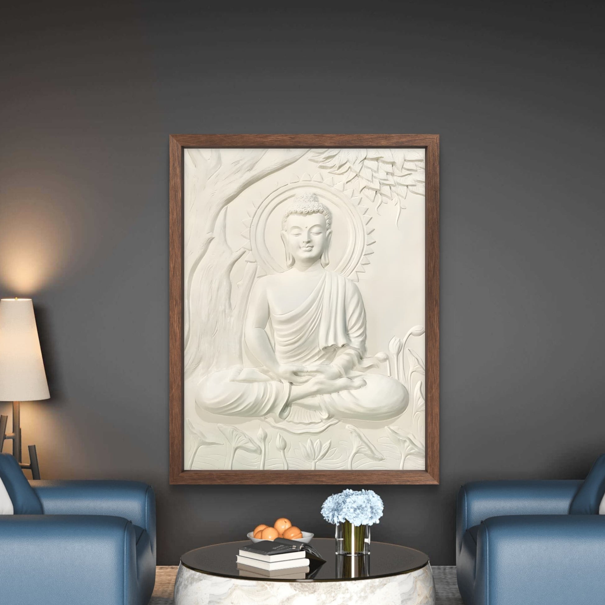 4x3 | Buddha Under the Tree 3D Relief Mural – Handmade Wall Art | Spiritual Home & Office Décor