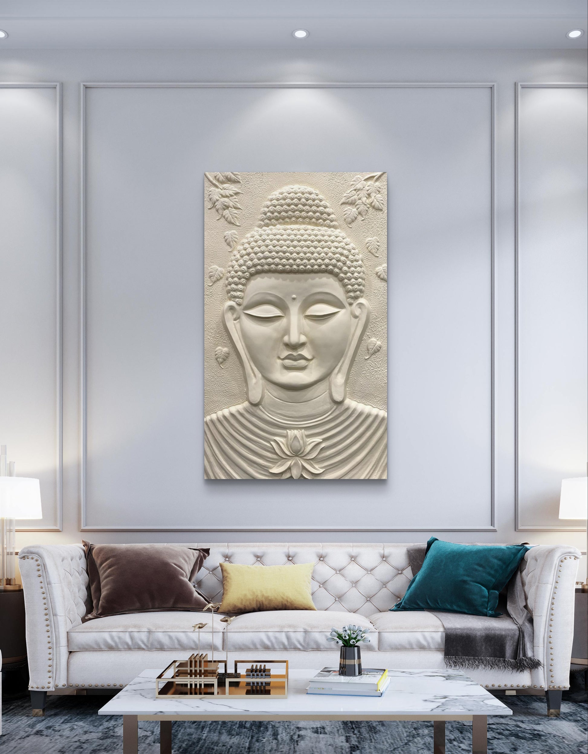 5x3 Feet | Buddha 3D Relief Mural | Tranquil Meditative Wall Art | Spiritual Home & Office Décor| Ready-to-Hang