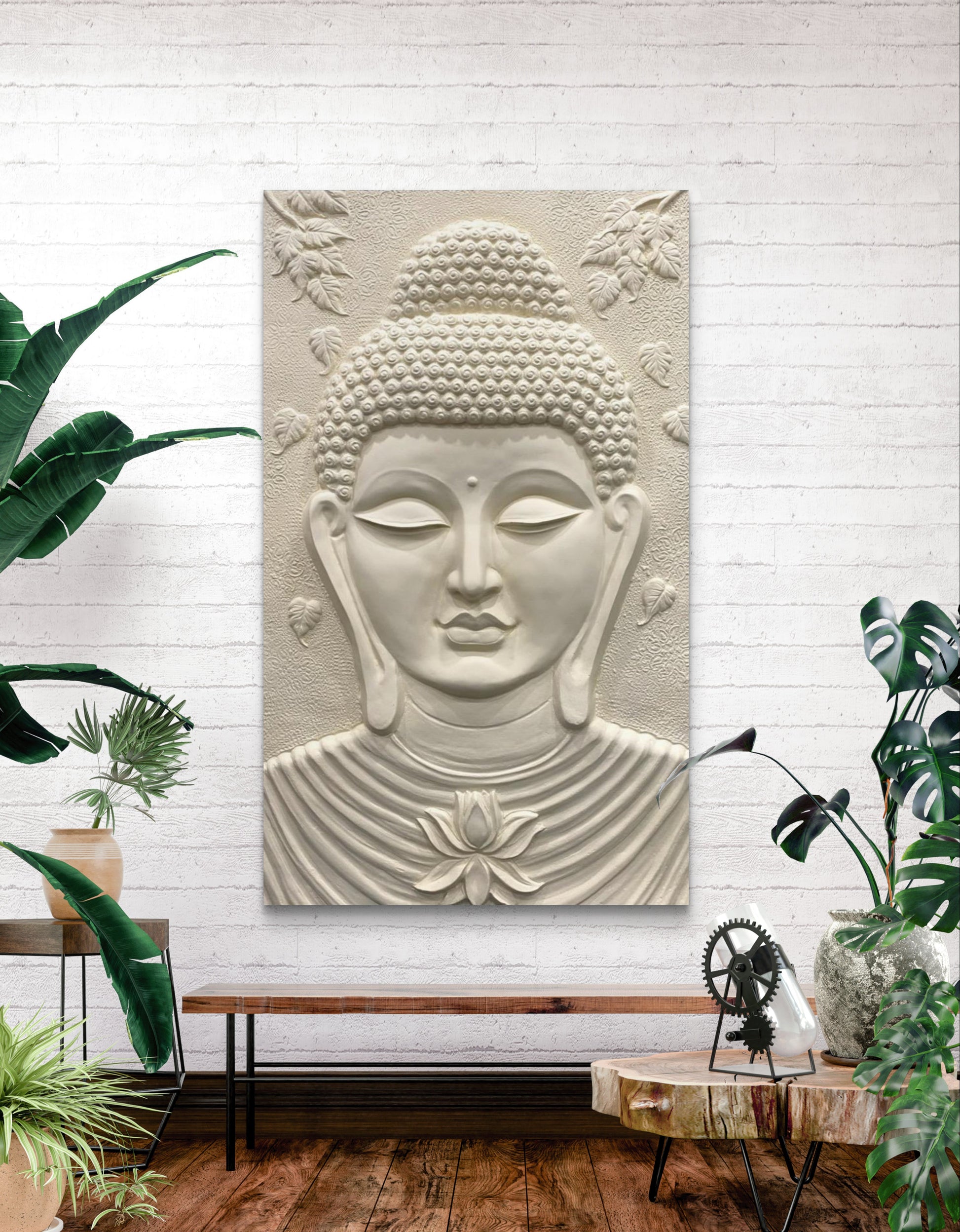 5x3 Feet | Buddha 3D Relief Mural | Tranquil Meditative Wall Art | Spiritual Home & Office Décor| Ready-to-Hang