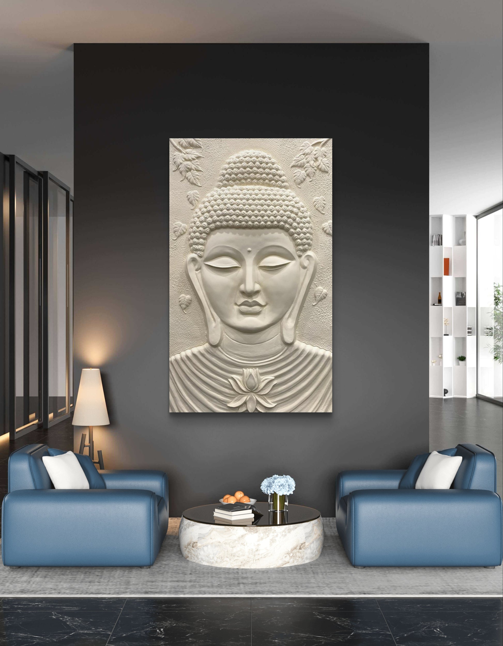 5x3 Feet | Buddha 3D Relief Mural | Tranquil Meditative Wall Art | Spiritual Home & Office Décor| Ready-to-Hang