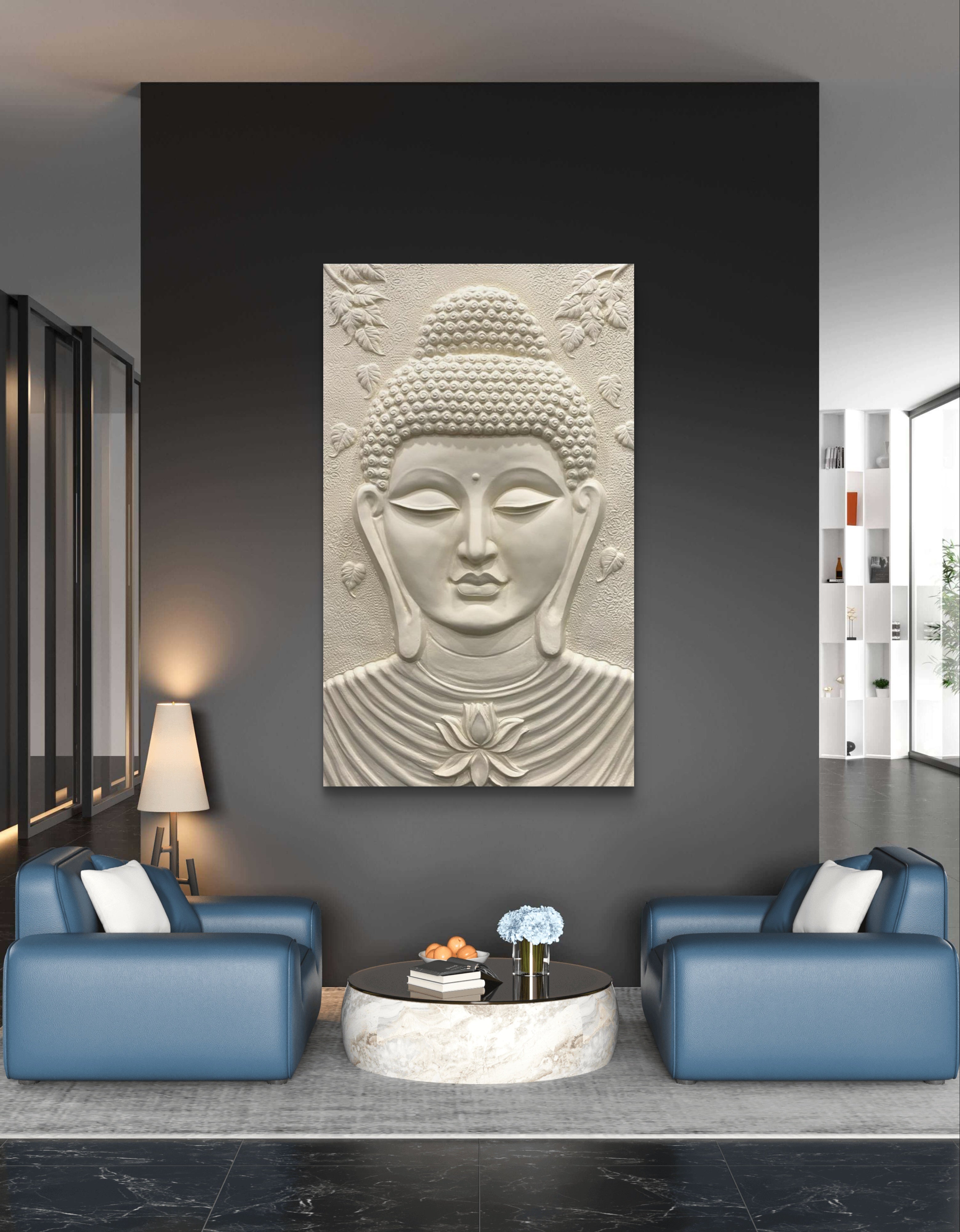 5x3 Feet | Buddha 3D Relief Mural | Tranquil Meditative Wall Art | Spiritual Home & Office Décor| Ready-to-Hang