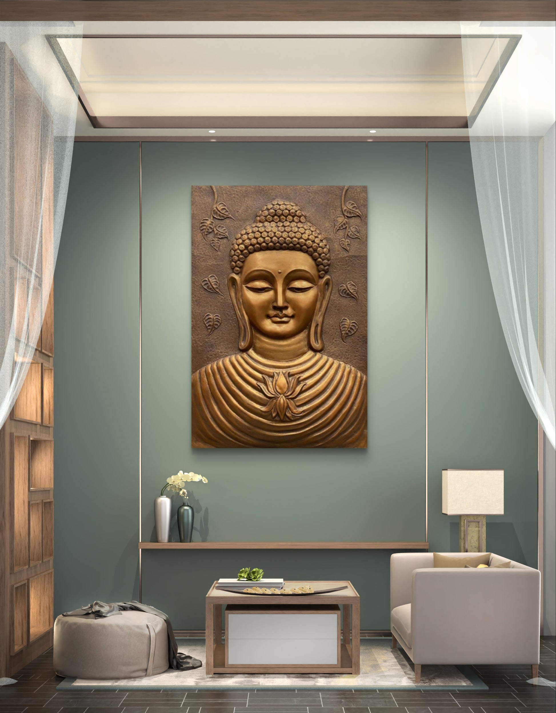 3x2 Feet | Buddha 3D Relief Mural | Spiritual Wall Art | Ready to Hang | Zen & Meditation Décor