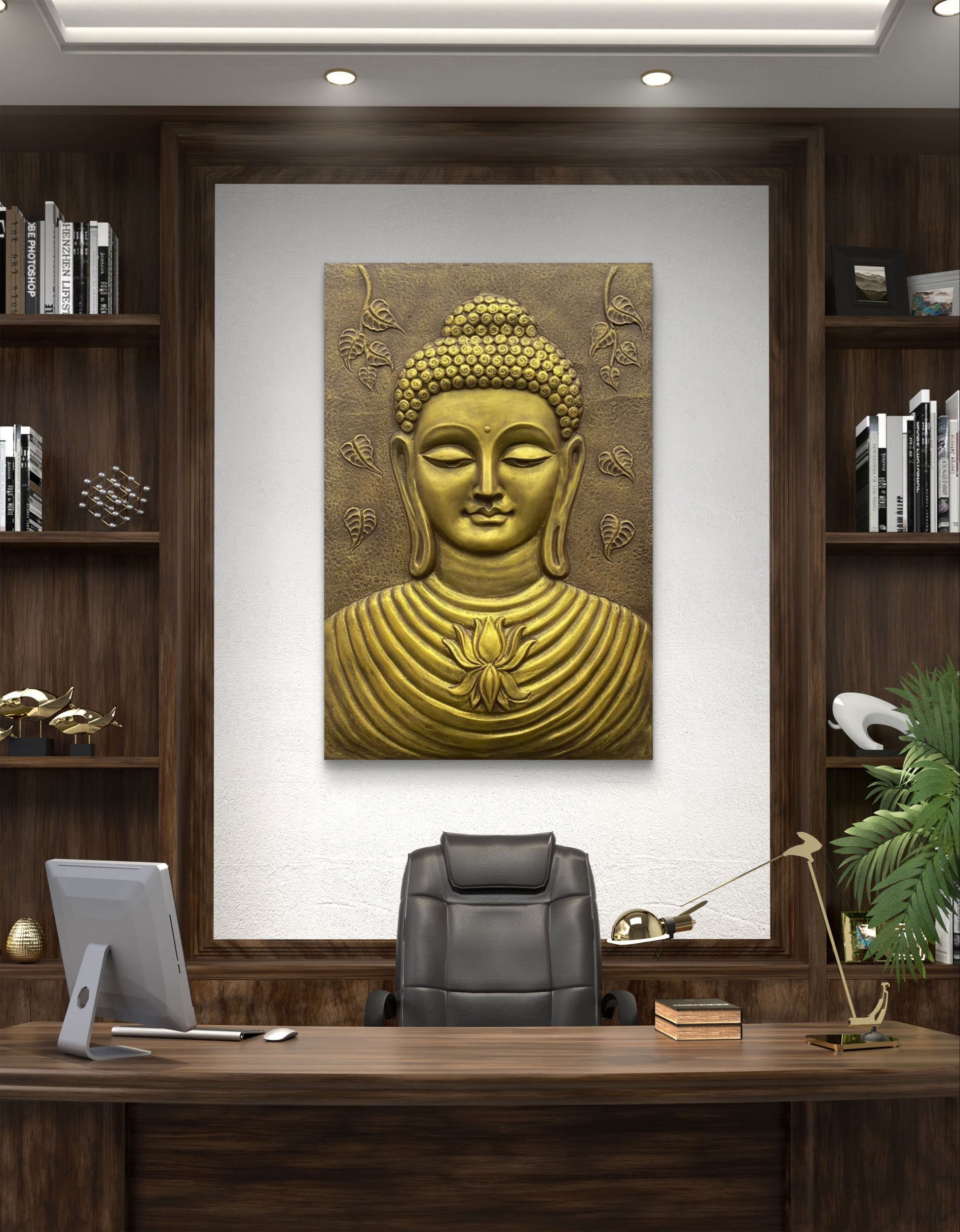 3x2 Feet | Buddha 3D Relief Mural | Spiritual Wall Art | Ready to Hang | Zen & Meditation Décor