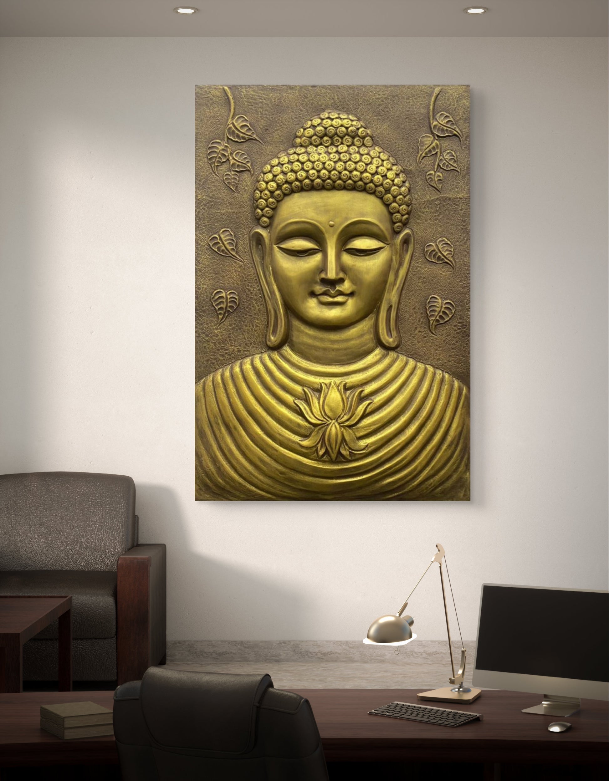 3x2 Feet | Buddha 3D Relief Mural | Spiritual Wall Art | Ready to Hang | Zen & Meditation Décor