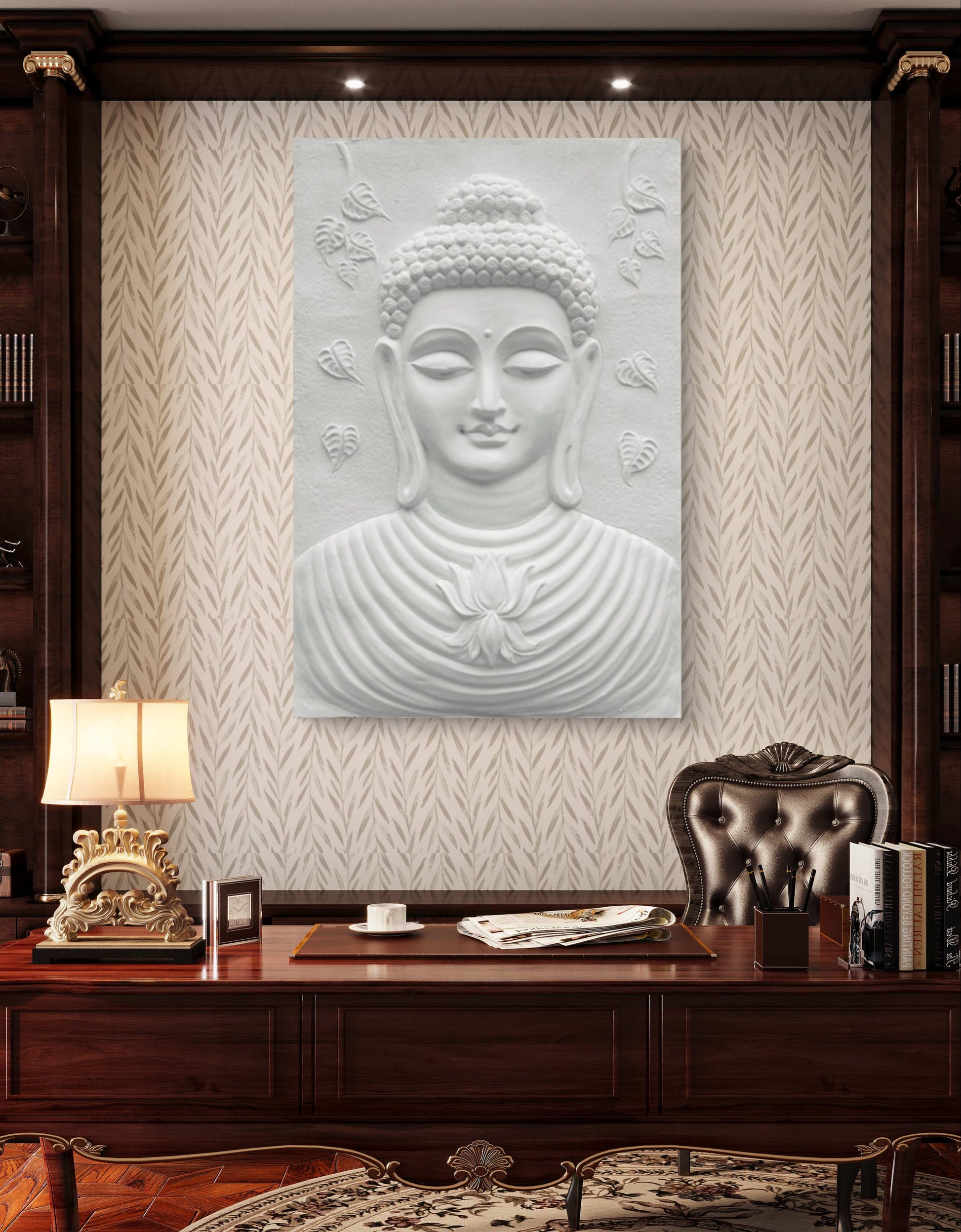 3x2 Feet | Buddha 3D Relief Mural | Spiritual Wall Art | Ready to Hang | Zen & Meditation Décor