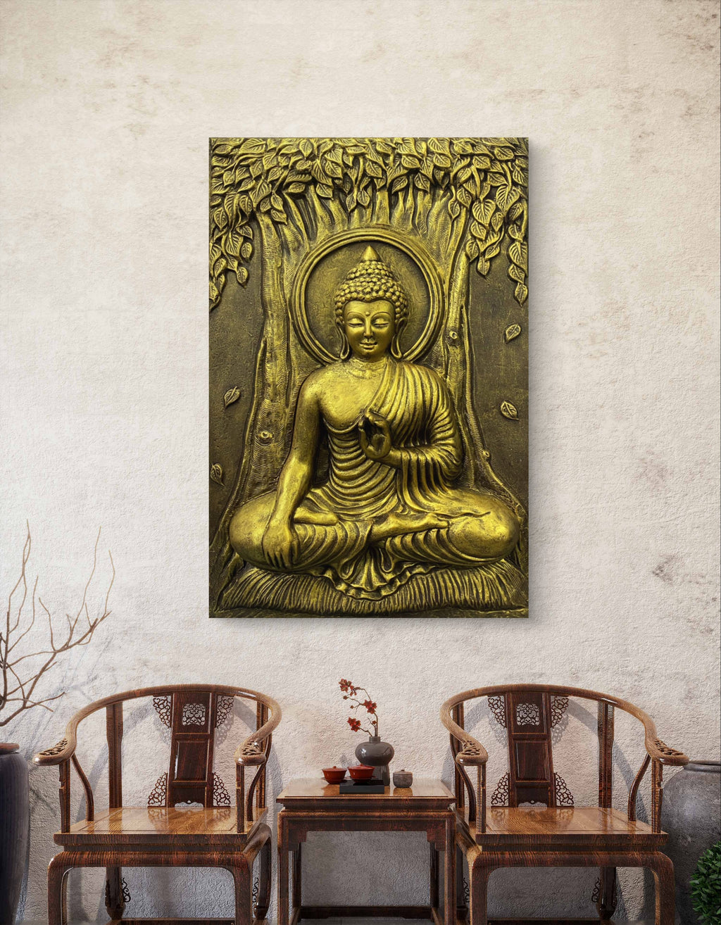 3x2 Feet | Buddha Enlightenment 3D Relief Mural | Meditative Wall Art