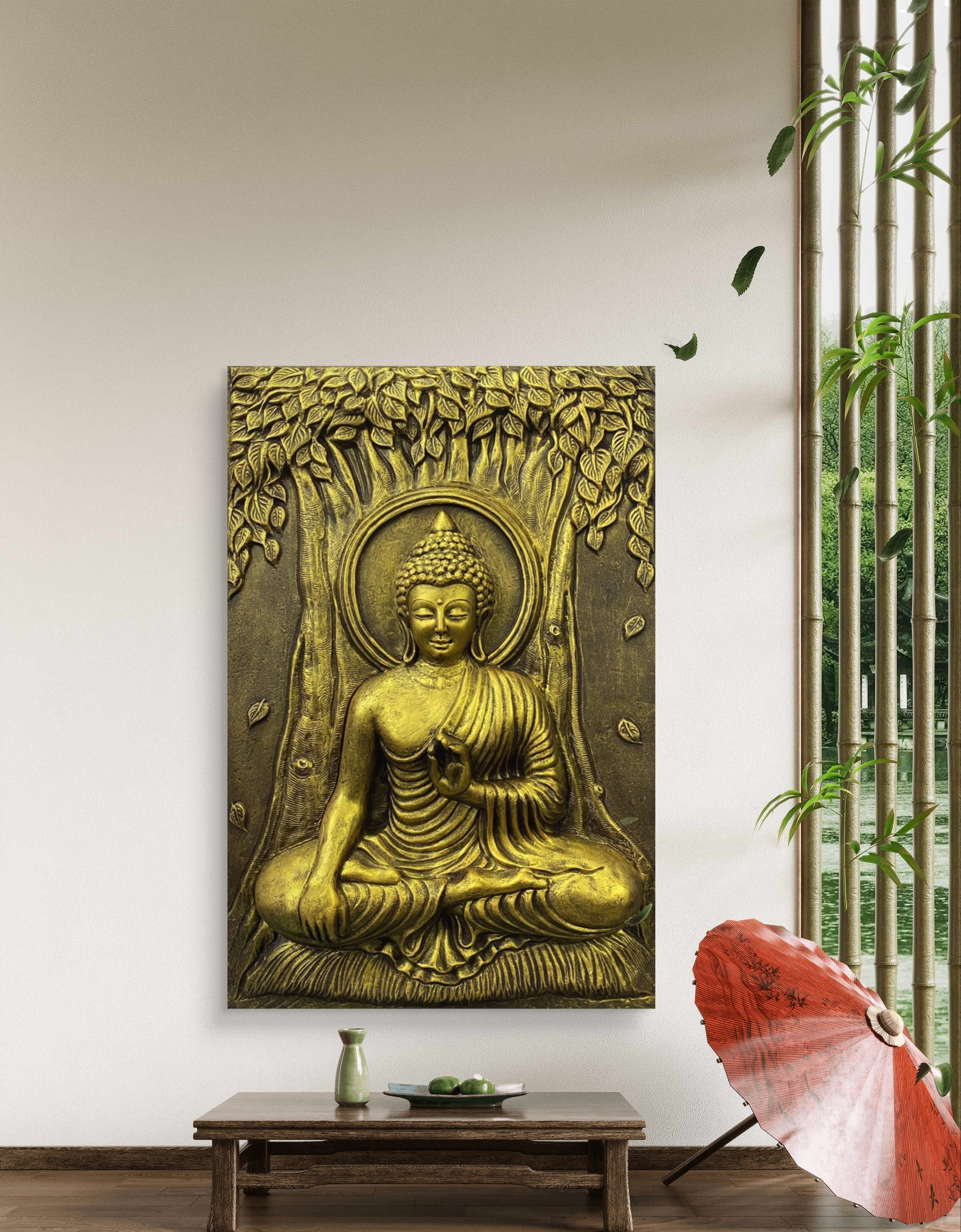 3x2 Feet | Buddha Enlightenment 3D Relief Mural | Meditative Wall Art