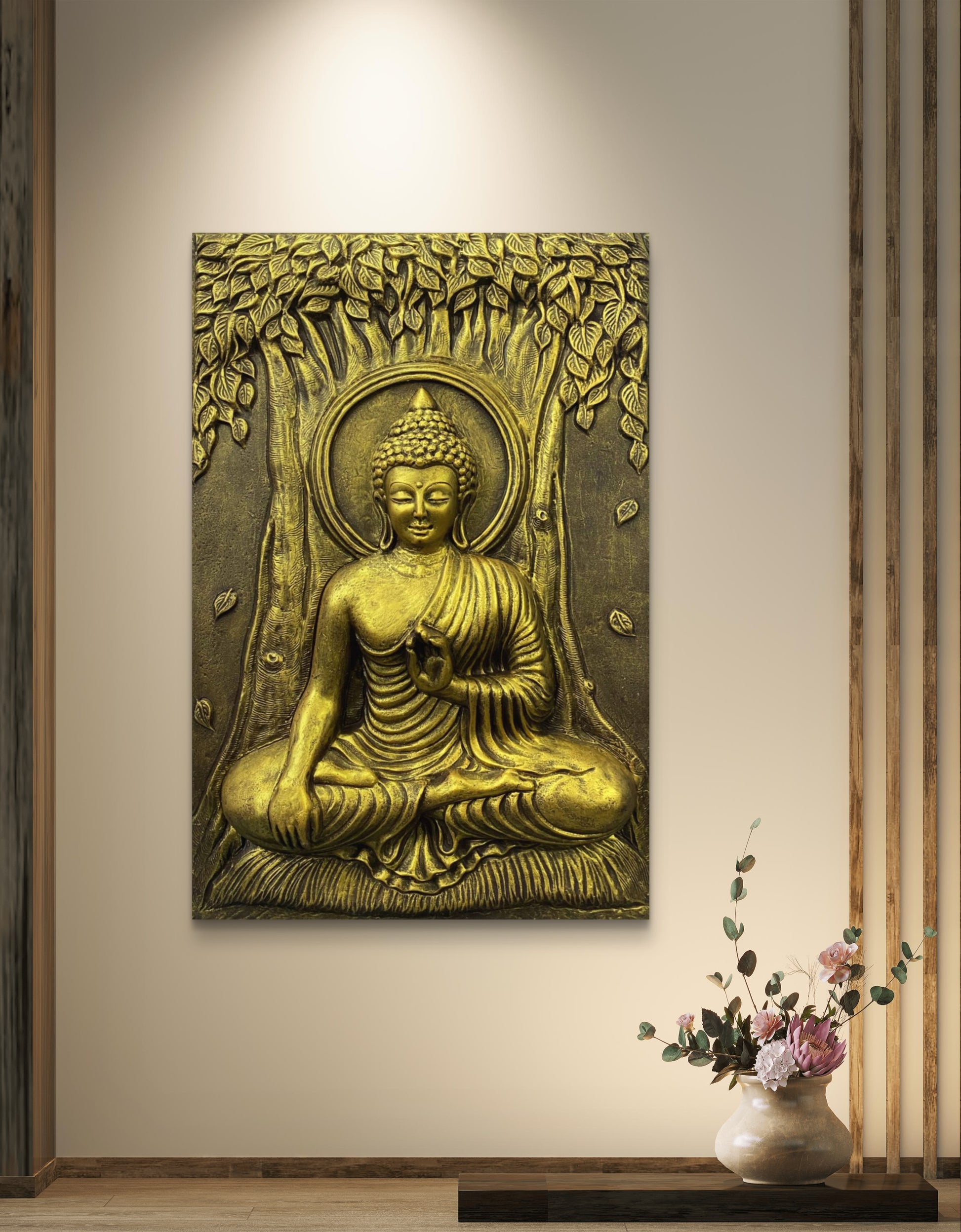 3x2 Feet | Buddha Enlightenment 3D Relief Mural | Meditative Wall Art