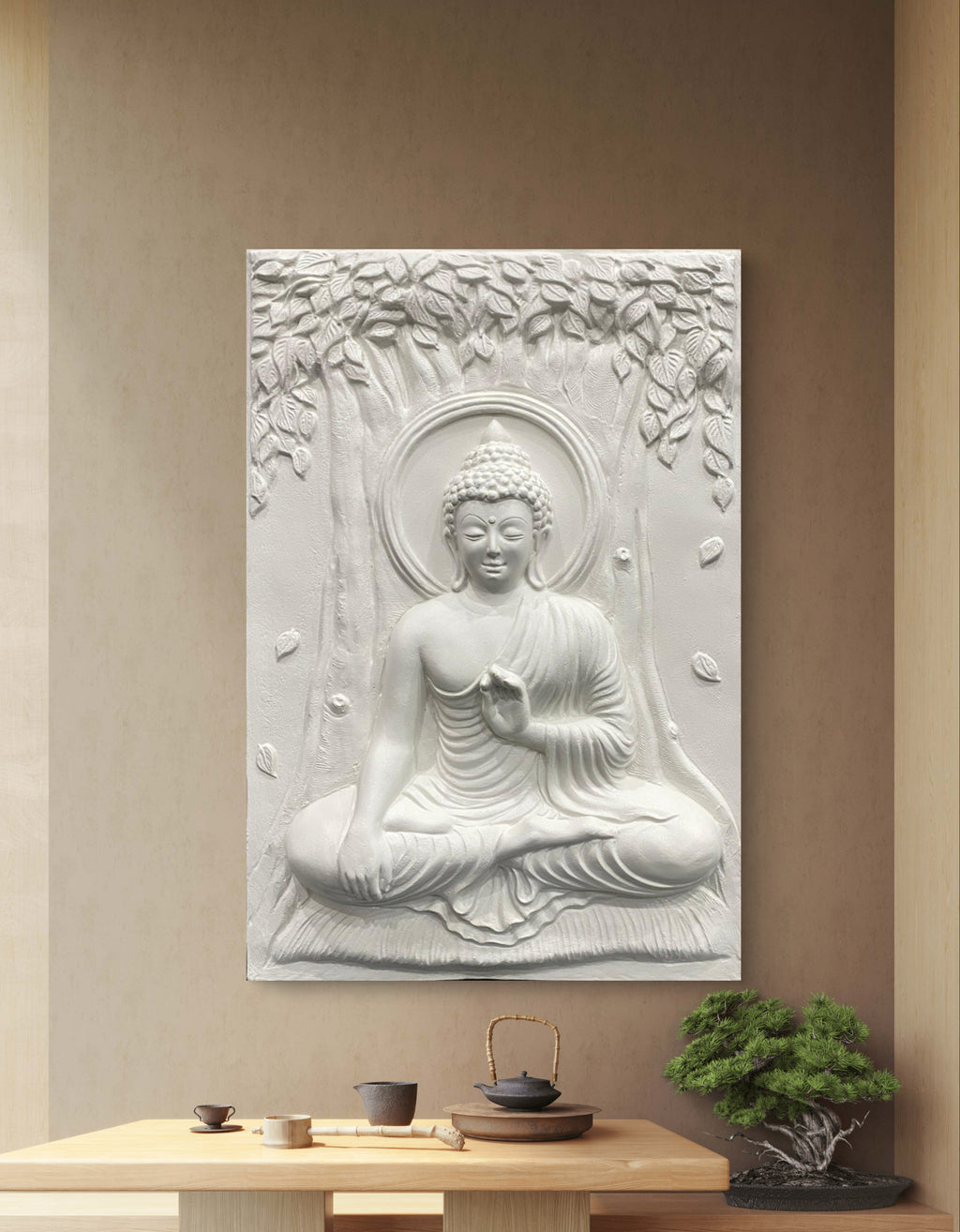 3x2 Feet | Buddha Enlightenment 3D Relief Mural | Meditative Wall Art