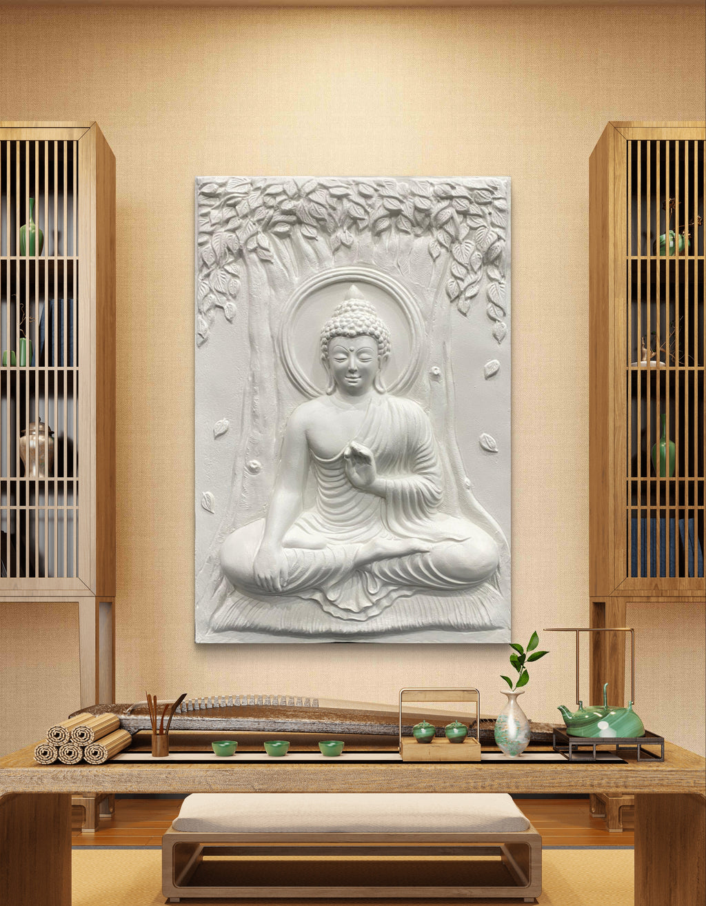 3x2 Feet | Buddha Enlightenment 3D Relief Mural | Meditative Wall Art