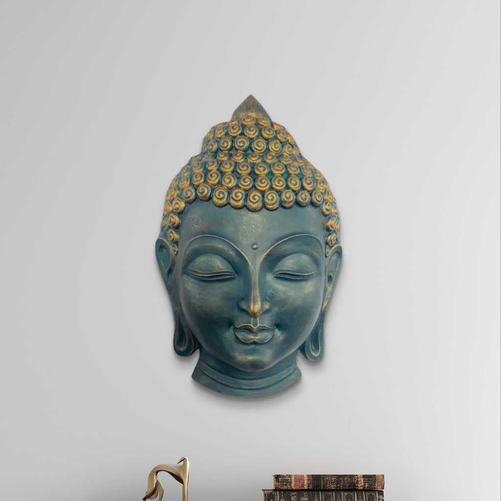 27.5 x 17 Inches | Buddha Face Wall Hanging Relief Mural | Tranquil 3D Buddha Face Sculpture | Spiritual Home & Office Décor | Ready to Hang