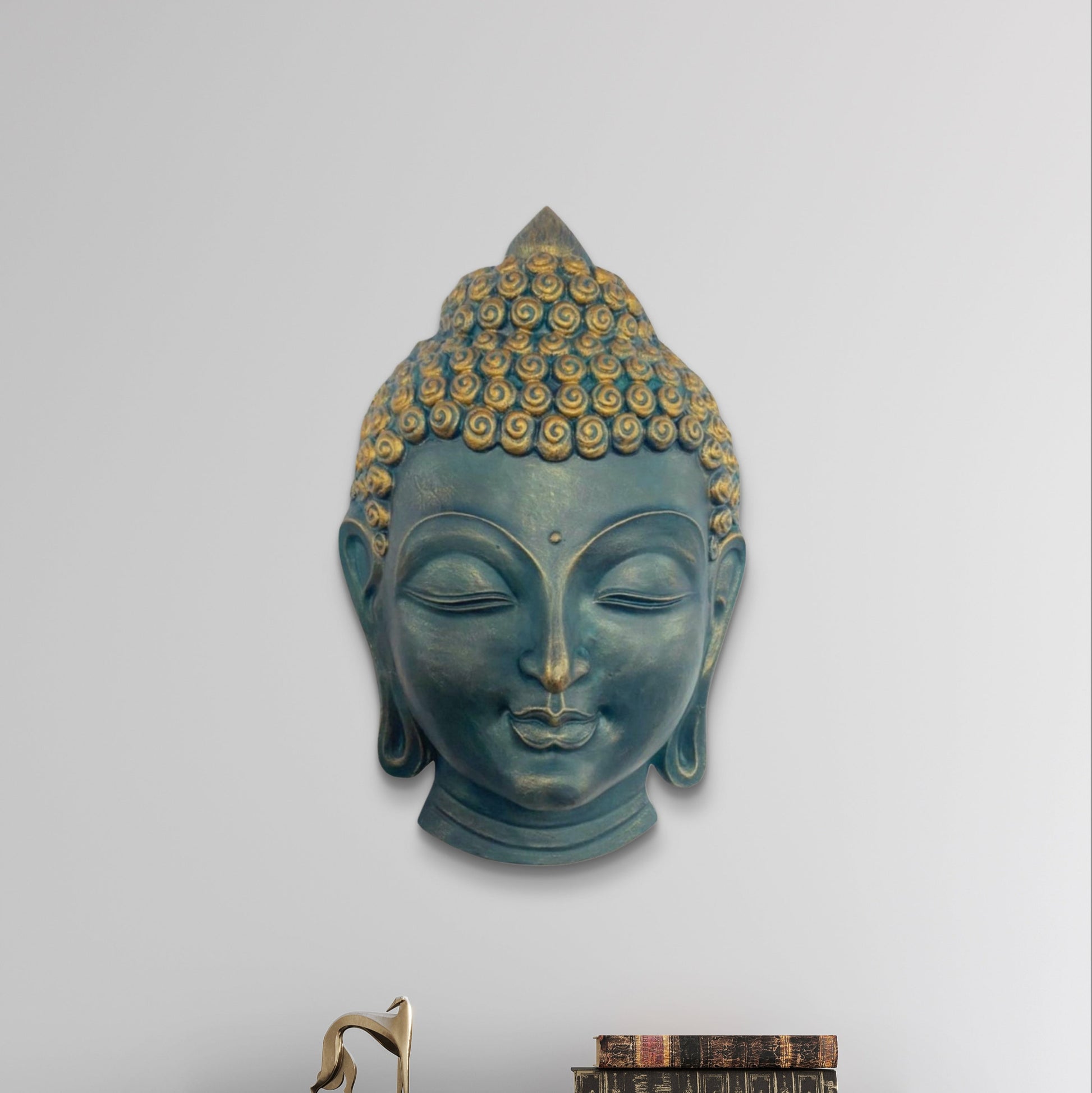 27.5 x 17 Inches | Buddha Face Wall Hanging Relief Mural | Tranquil 3D Buddha Face Sculpture | Spiritual Home & Office Décor | Ready to Hang