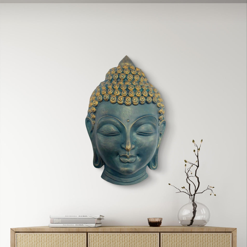 27.5 x 17 Inches | Buddha Face Wall Hanging Relief Mural | Tranquil 3D Buddha Face Sculpture | Spiritual Home & Office Décor | Ready to Hang