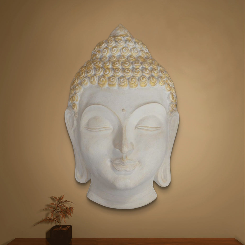 27.5 x 17 Inches | Buddha Face Wall Hanging Relief Mural | Tranquil 3D Buddha Face Sculpture | Spiritual Home & Office Décor | Ready to Hang