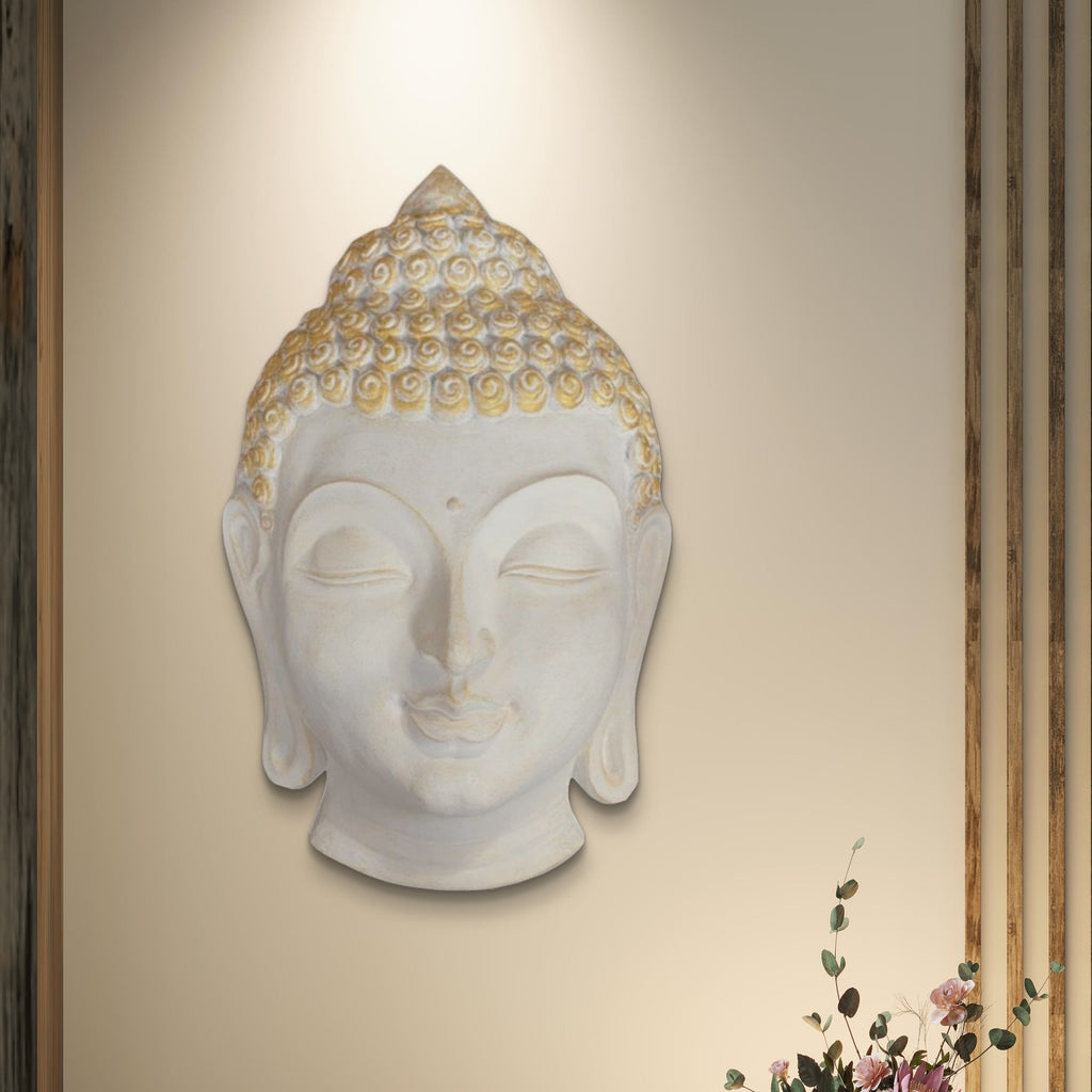 27.5 x 17 Inches | Buddha Face Wall Hanging Relief Mural | Tranquil 3D Buddha Face Sculpture | Spiritual Home & Office Décor | Ready to Hang