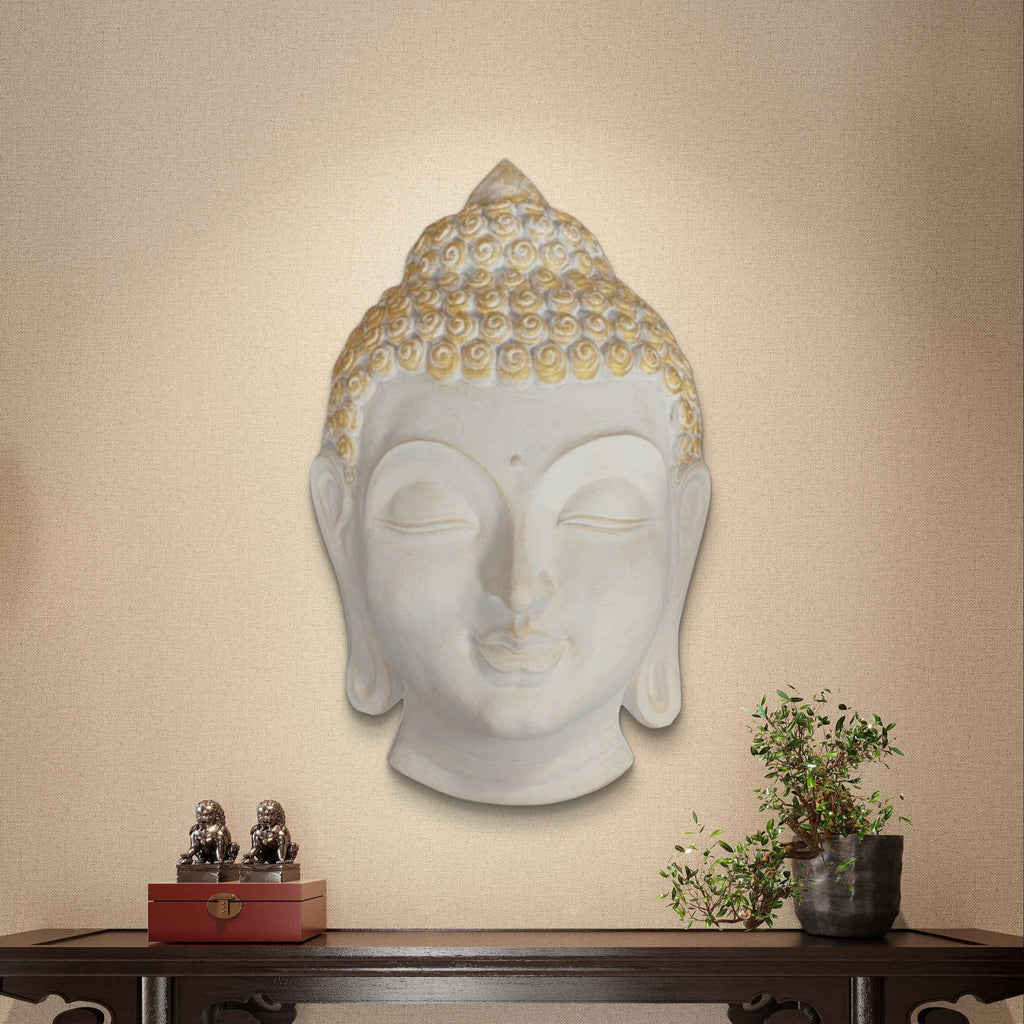 27.5 x 17 Inches | Buddha Face Wall Hanging Relief Mural | Tranquil 3D Buddha Face Sculpture | Spiritual Home & Office Décor | Ready to Hang