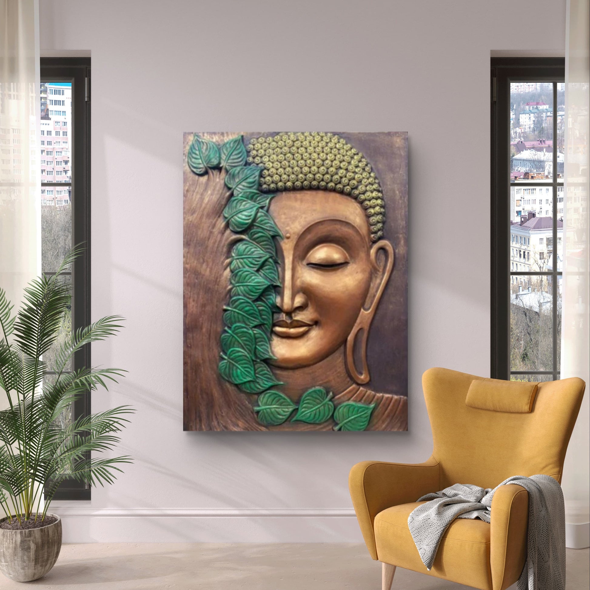 4x3 Feet | Tranquil Buddha 3D Relief Wall Mural | Spiritual Wall Art