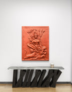 2x2.5 Feet | Goddess Durga 3D Relief Wall Mural | Terracotta Finish | Hindu Divine Wall Art | Ready to Hang