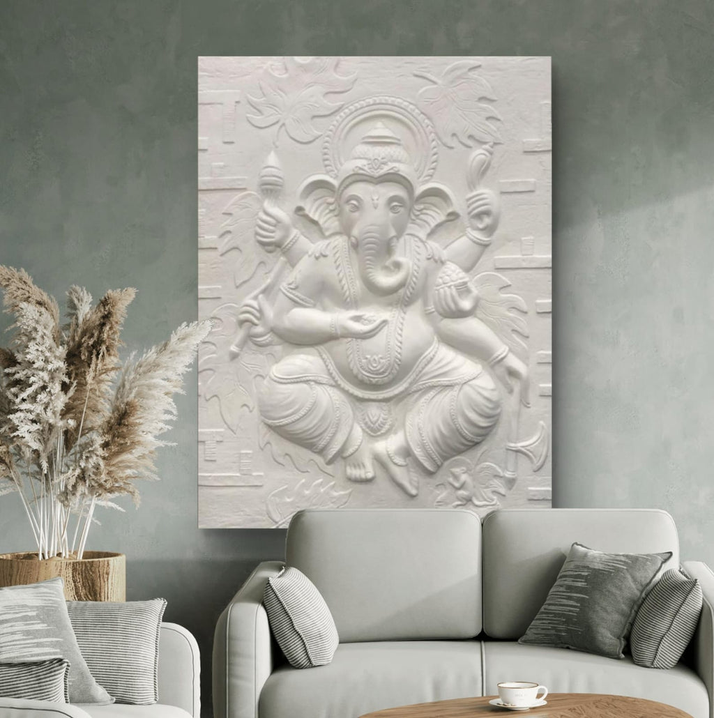 4x3 Feet | Handcrafted Dancing Ganesha 3D Relief Mural – Ready to Hang