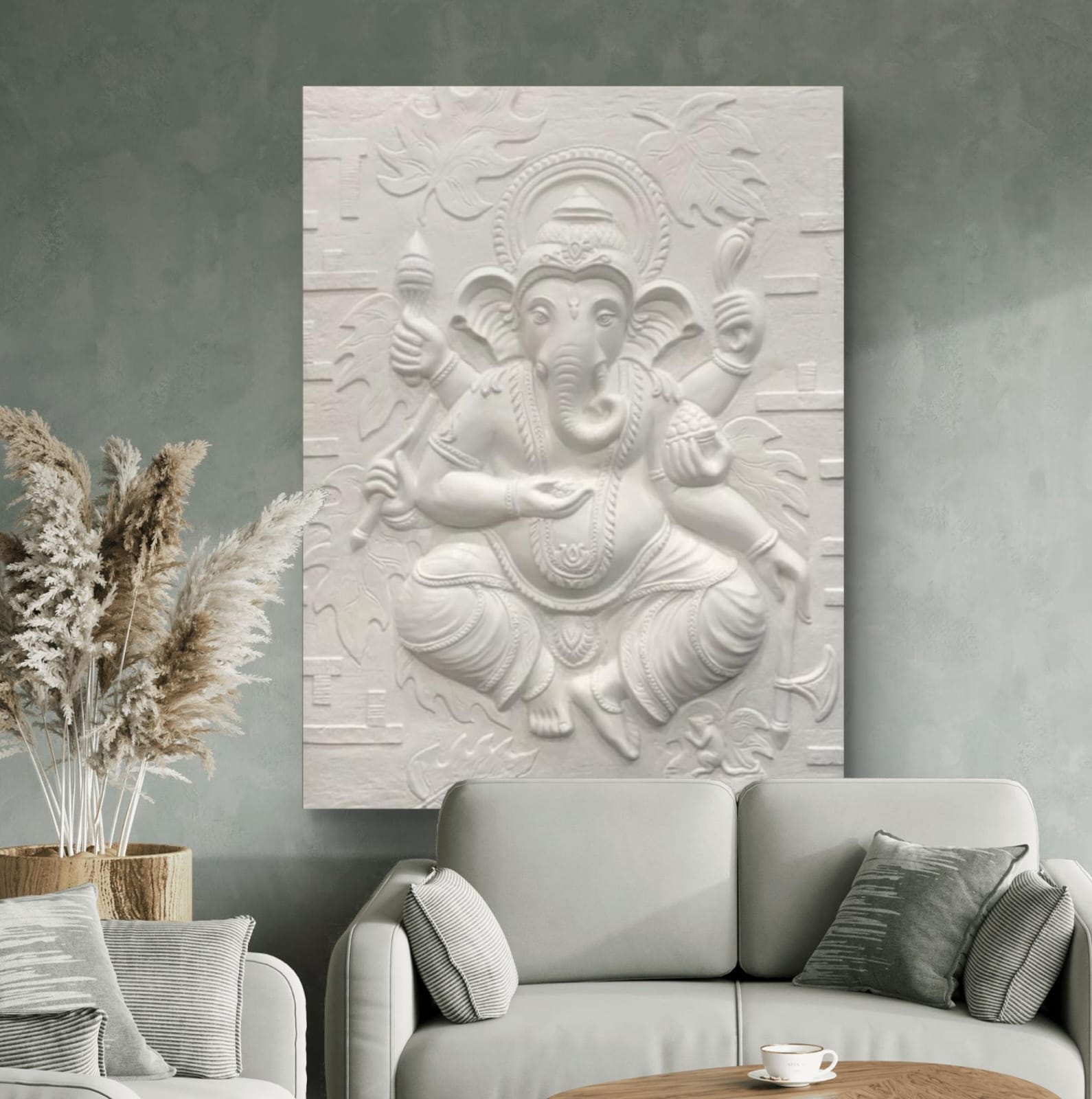 4x3 Feet | Handcrafted Dancing Ganesha 3D Relief Mural – Ready to Hang