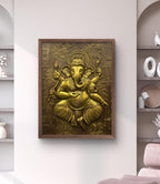 4x3 Feet | Handcrafted Dancing Ganesha 3D Relief Mural – Ready to Hang