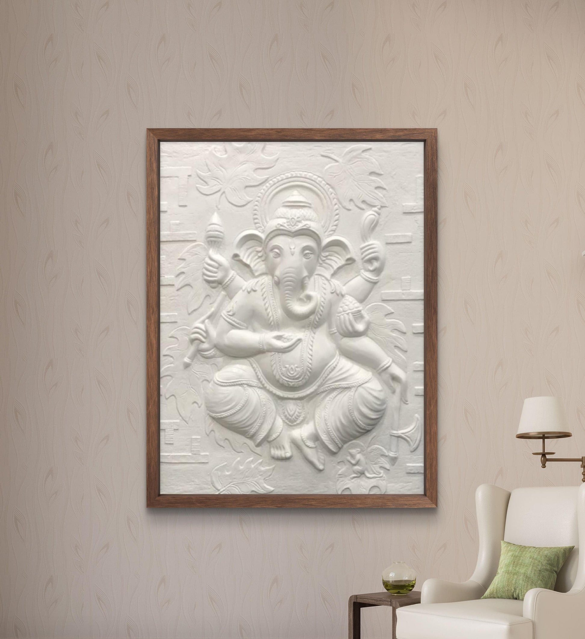 4x3 Feet | Handcrafted Dancing Ganesha 3D Relief Mural – Ready to Hang