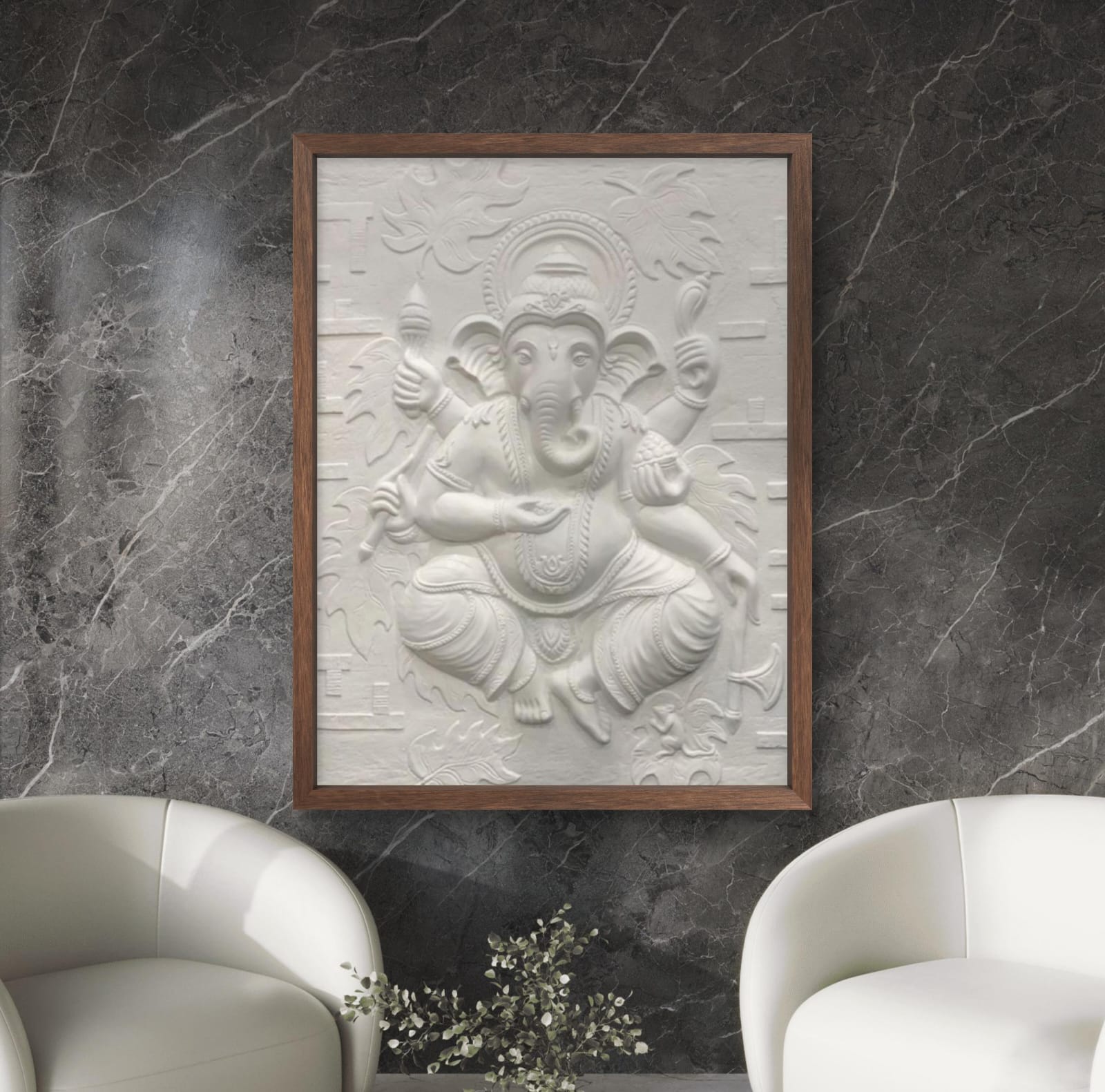 4x3 Feet | Handcrafted Dancing Ganesha 3D Relief Mural – Ready to Hang