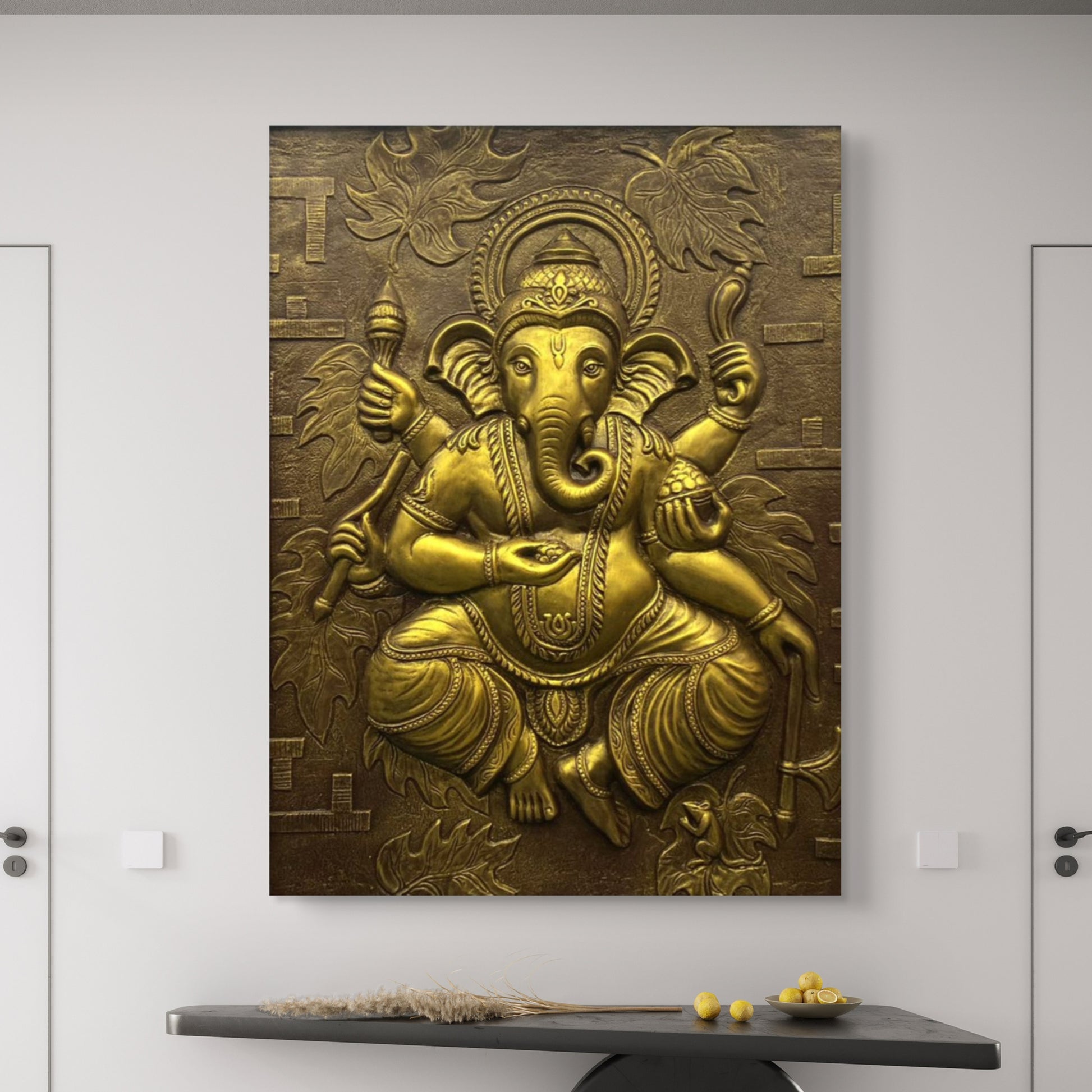 4x3 Feet | Handcrafted Dancing Ganesha 3D Relief Mural – Ready to Hang