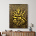 4x3 Feet | Handcrafted Dancing Ganesha 3D Relief Mural – Ready to Hang