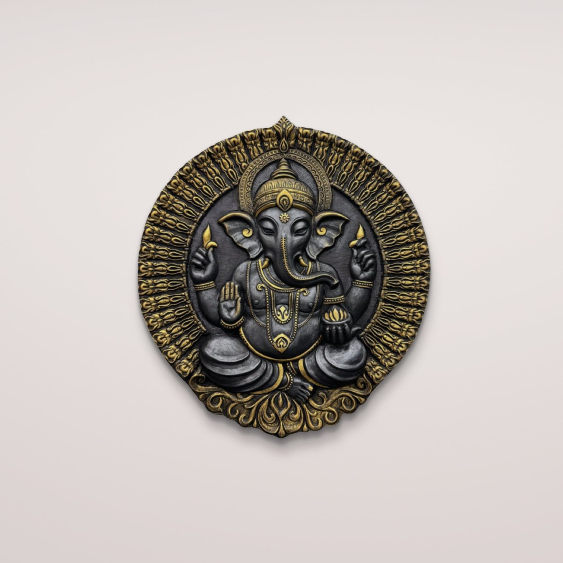 3.5x3 Feet | Divine Lord Ganesha Circular Relief Mural | Wall Hanging | Ready to Hang