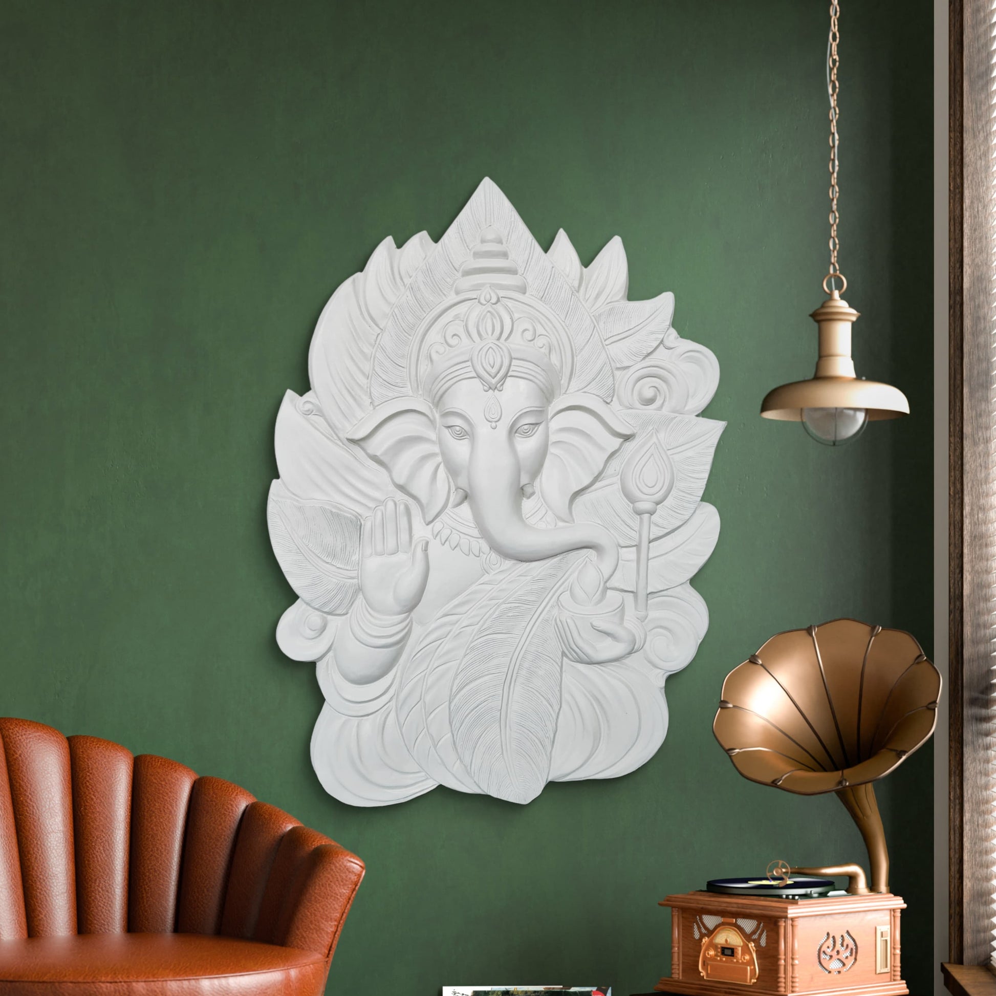 4x3 Feet | Elegant Lord Ganesha 3D Relief Wall Mural | Ready-to-Hang Vastu & Spiritual Décor for Home & Office