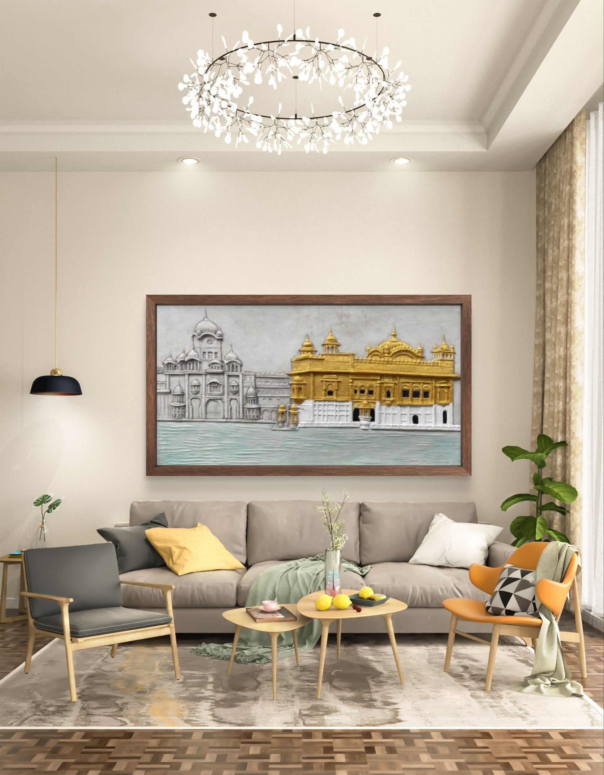 3x5 Feet | Golden Temple 3D Relief Mural | Sacred Sikh Wall Art |