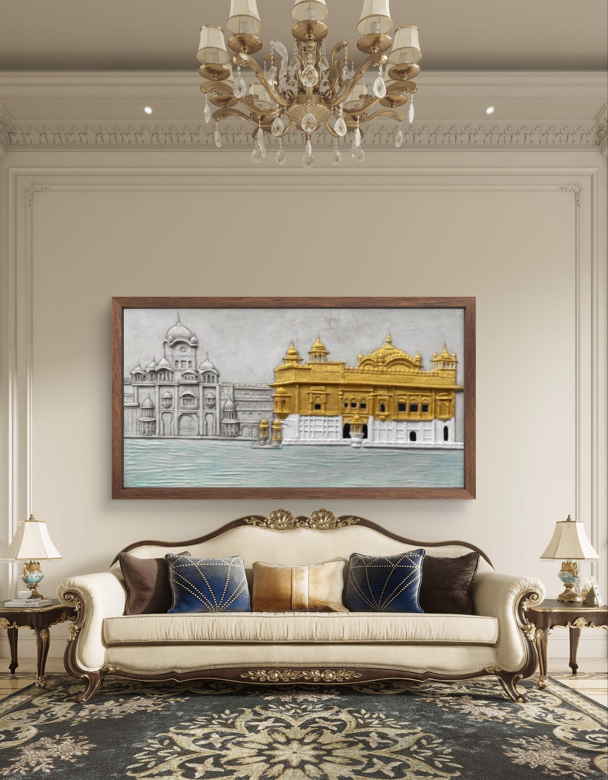 3x5 Feet | Golden Temple 3D Relief Mural | Sacred Sikh Wall Art |